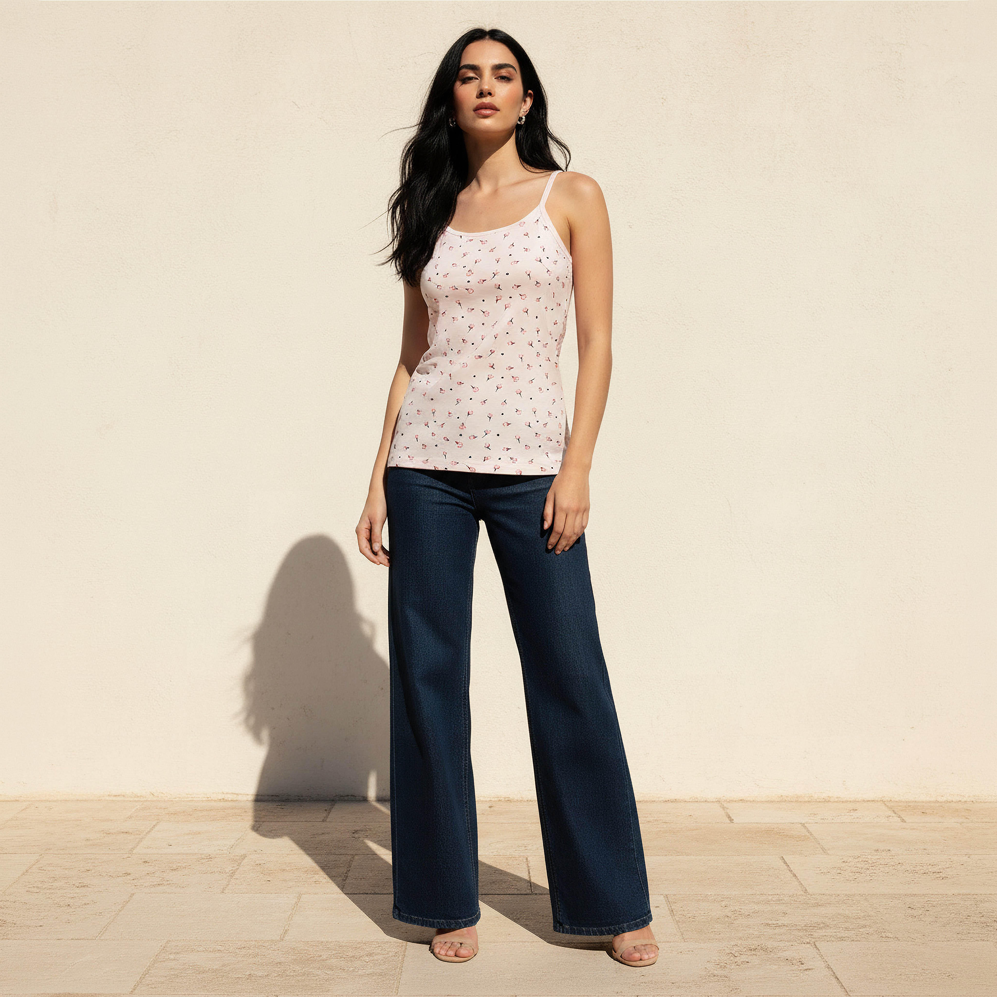 Slim Fit Strappy Top with Floral Print-women-clothing-tshirts-image-3