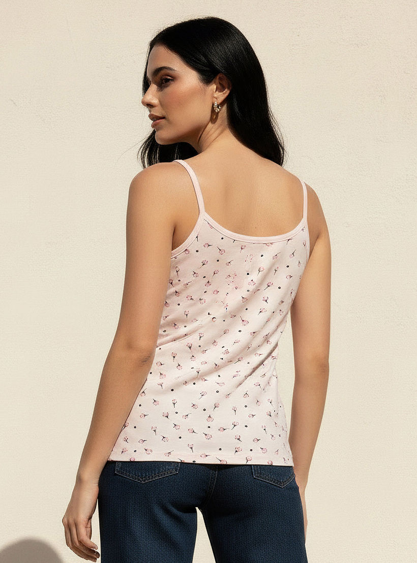 Slim Fit Strappy Top with Floral Print-women-clothing-tshirts-image-4