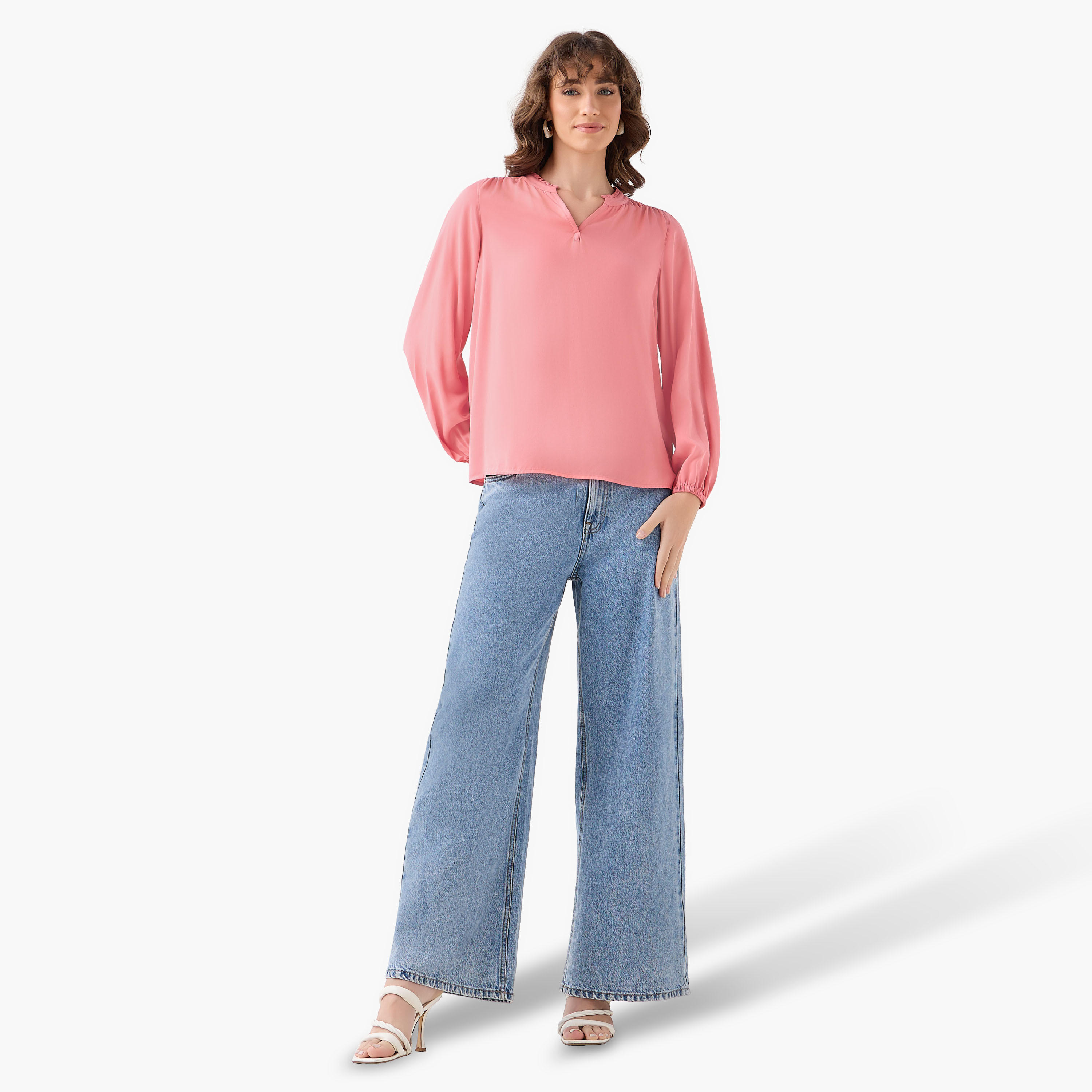 بلوزة فيسكوز بياقة ماندارين-women-clothing-shirtsandblouses-blouses-image-4