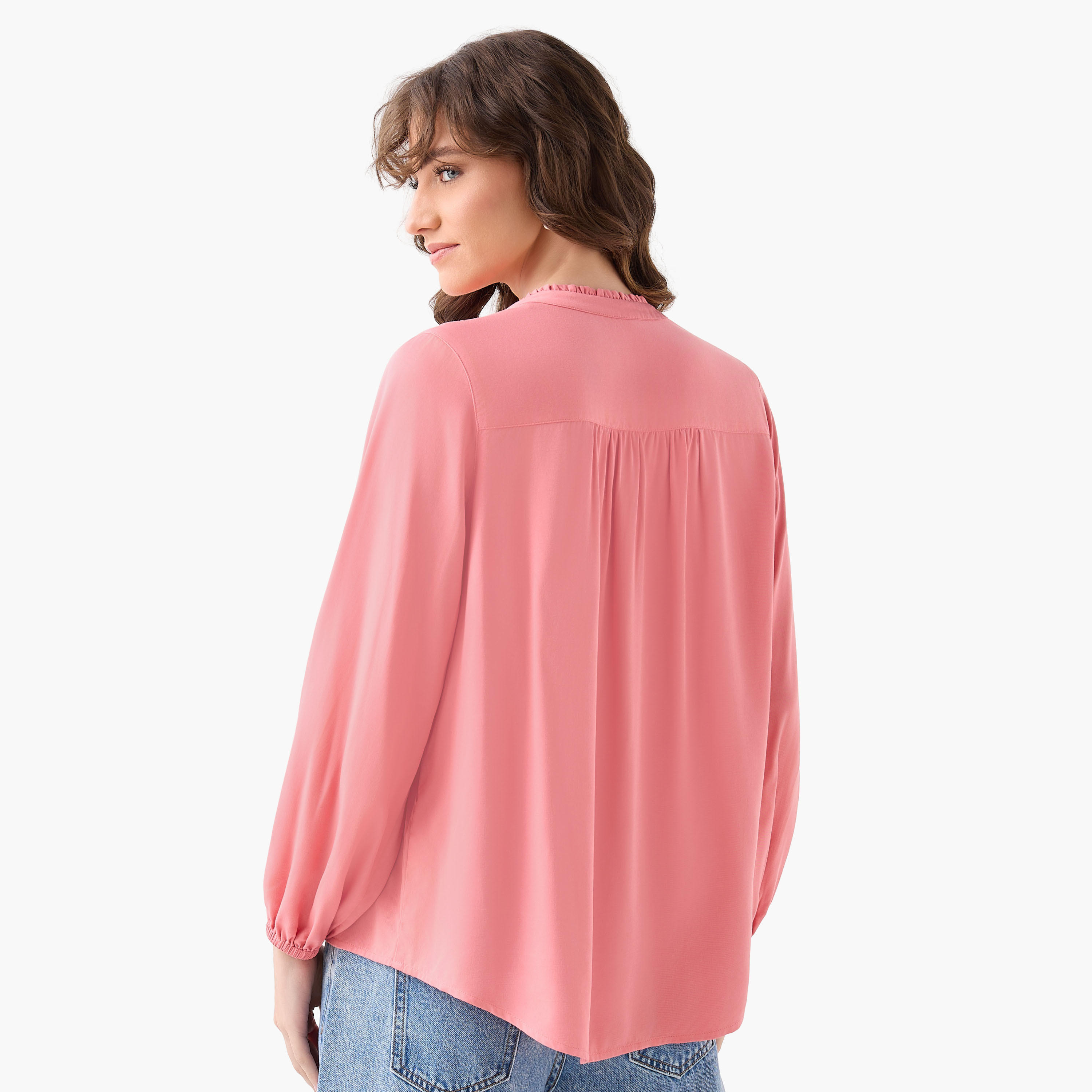 بلوزة فيسكوز بياقة ماندارين-women-clothing-shirtsandblouses-blouses-image-2