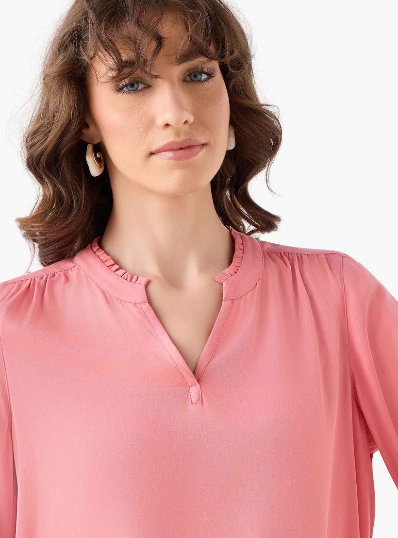 بلوزة فيسكوز بياقة ماندارين-women-clothing-shirtsandblouses-blouses-image-1