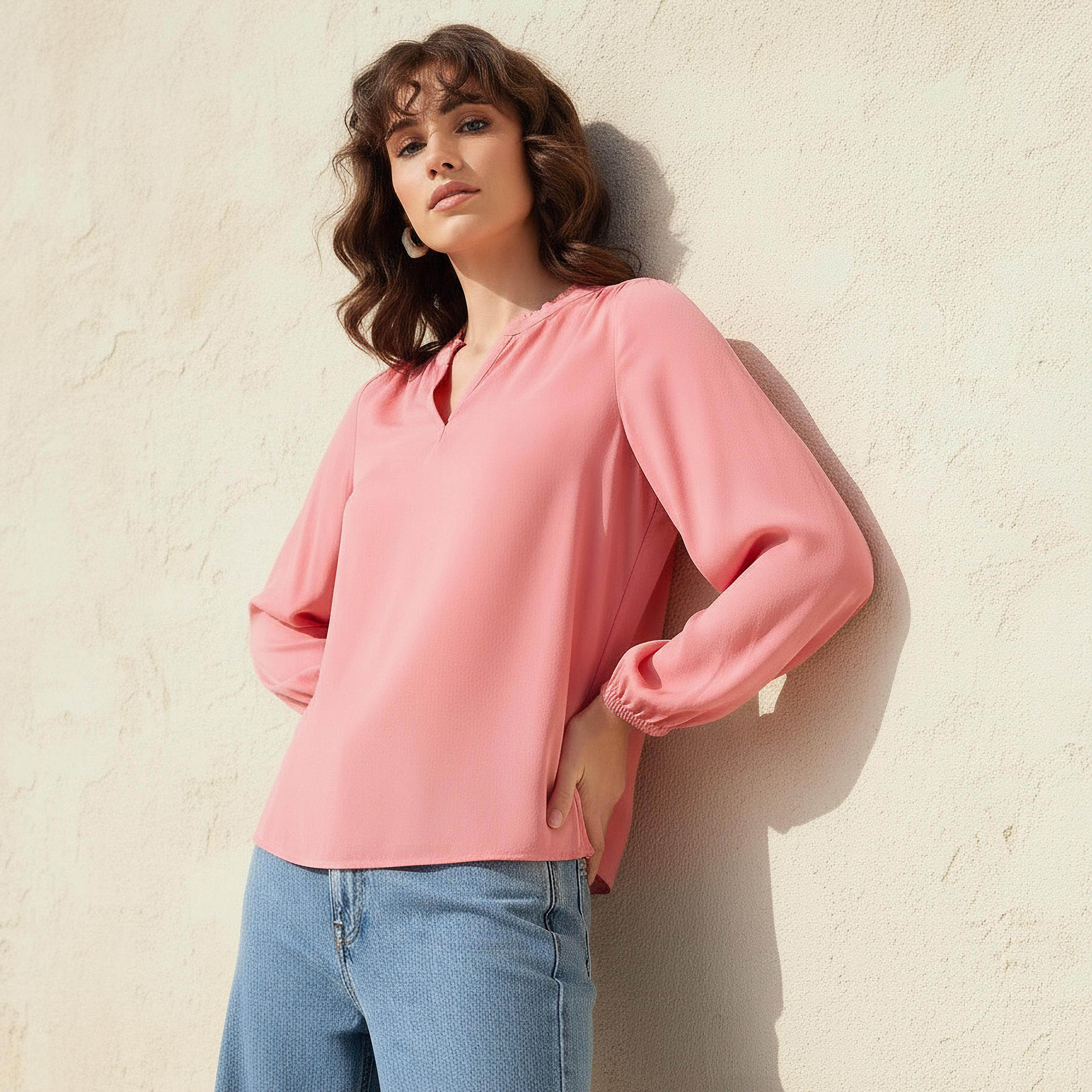بلوزة فيسكوز بياقة ماندارين-women-clothing-shirtsandblouses-blouses-image-7