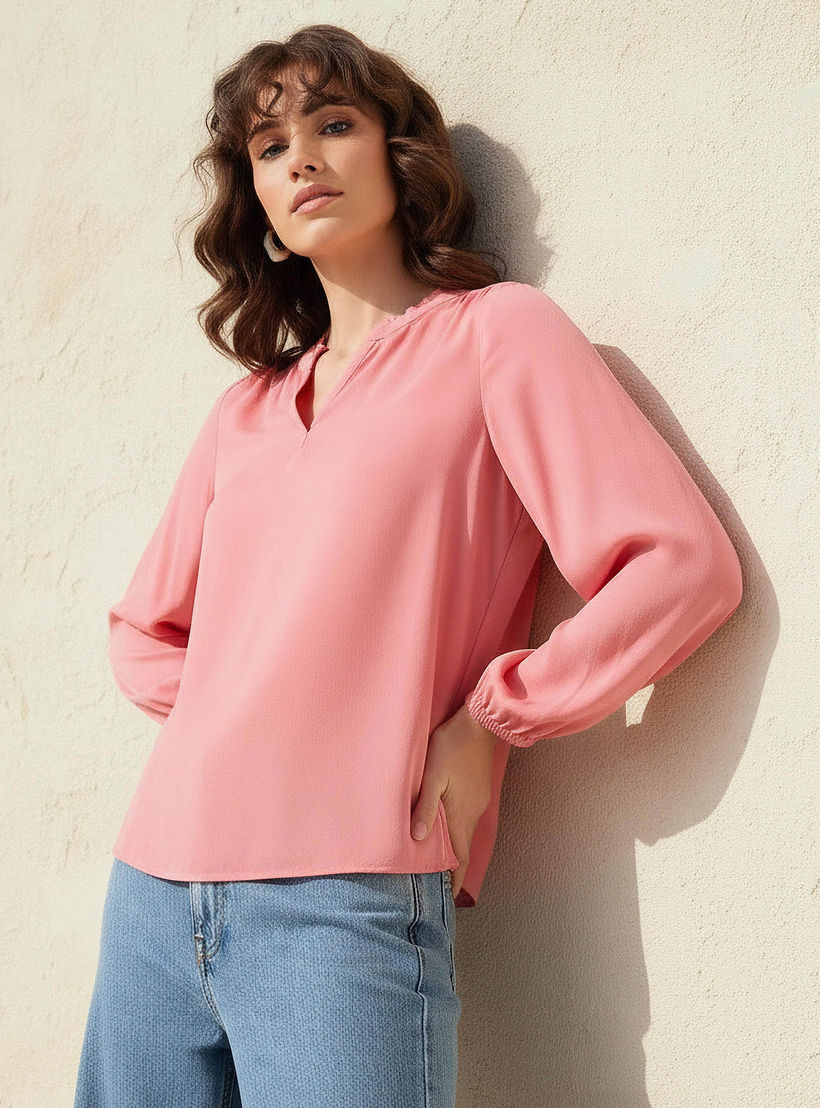 بلوزة فيسكوز بياقة ماندارين-women-clothing-shirtsandblouses-blouses-image-7