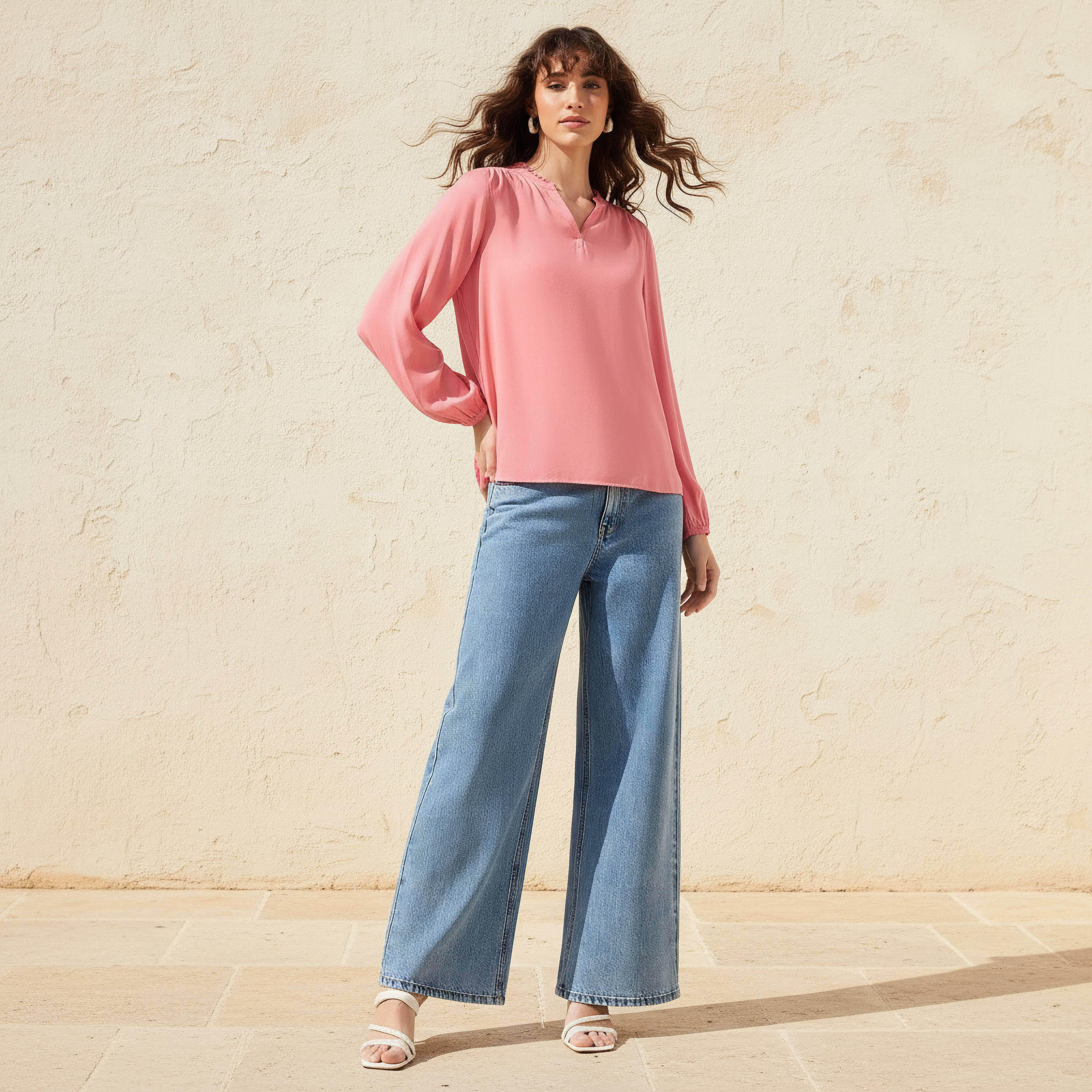 بلوزة فيسكوز بياقة ماندارين-women-clothing-shirtsandblouses-blouses-image-6