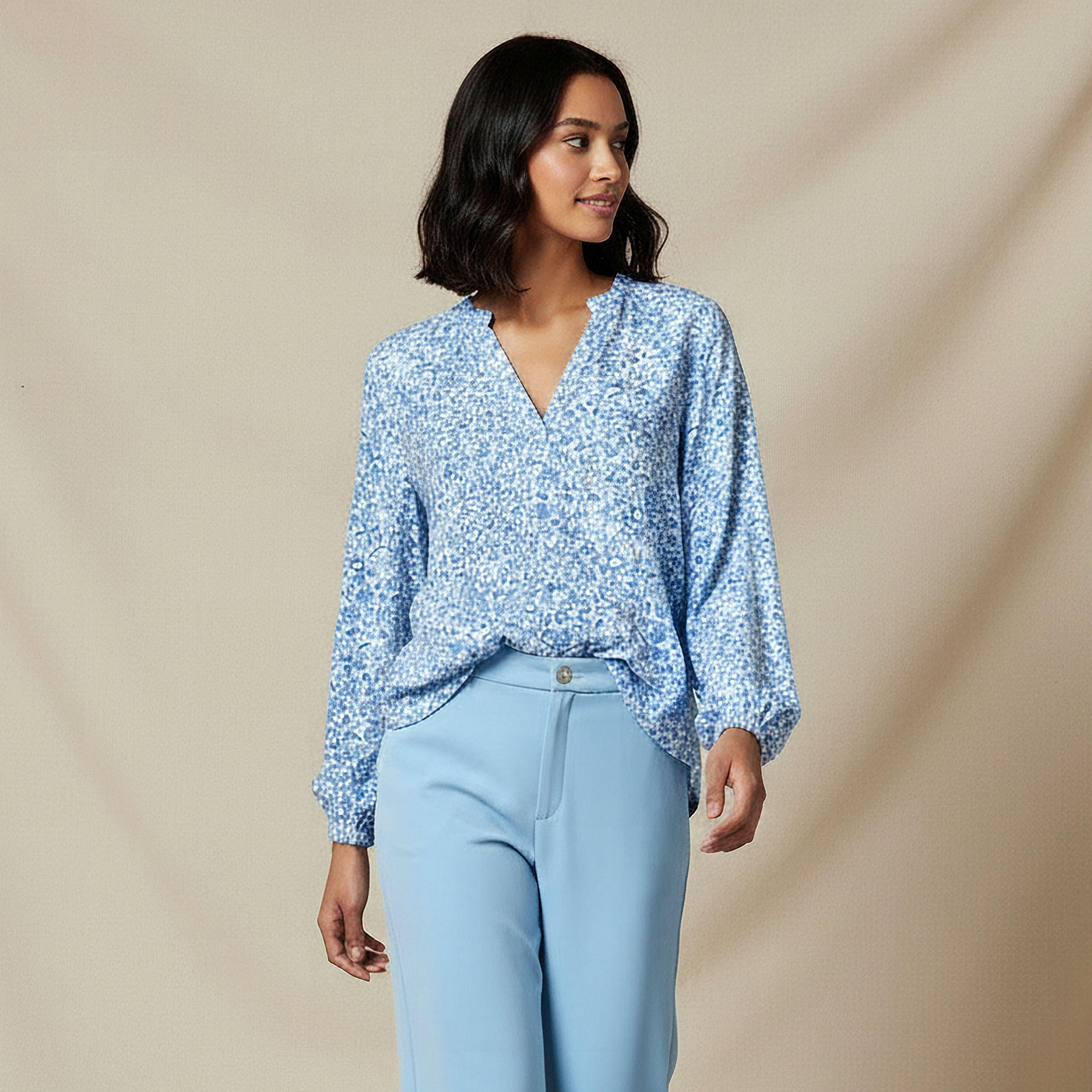Mandarin Neck Top with Floral Print-women-clothing-shirtsandblouses-blouses-image-6