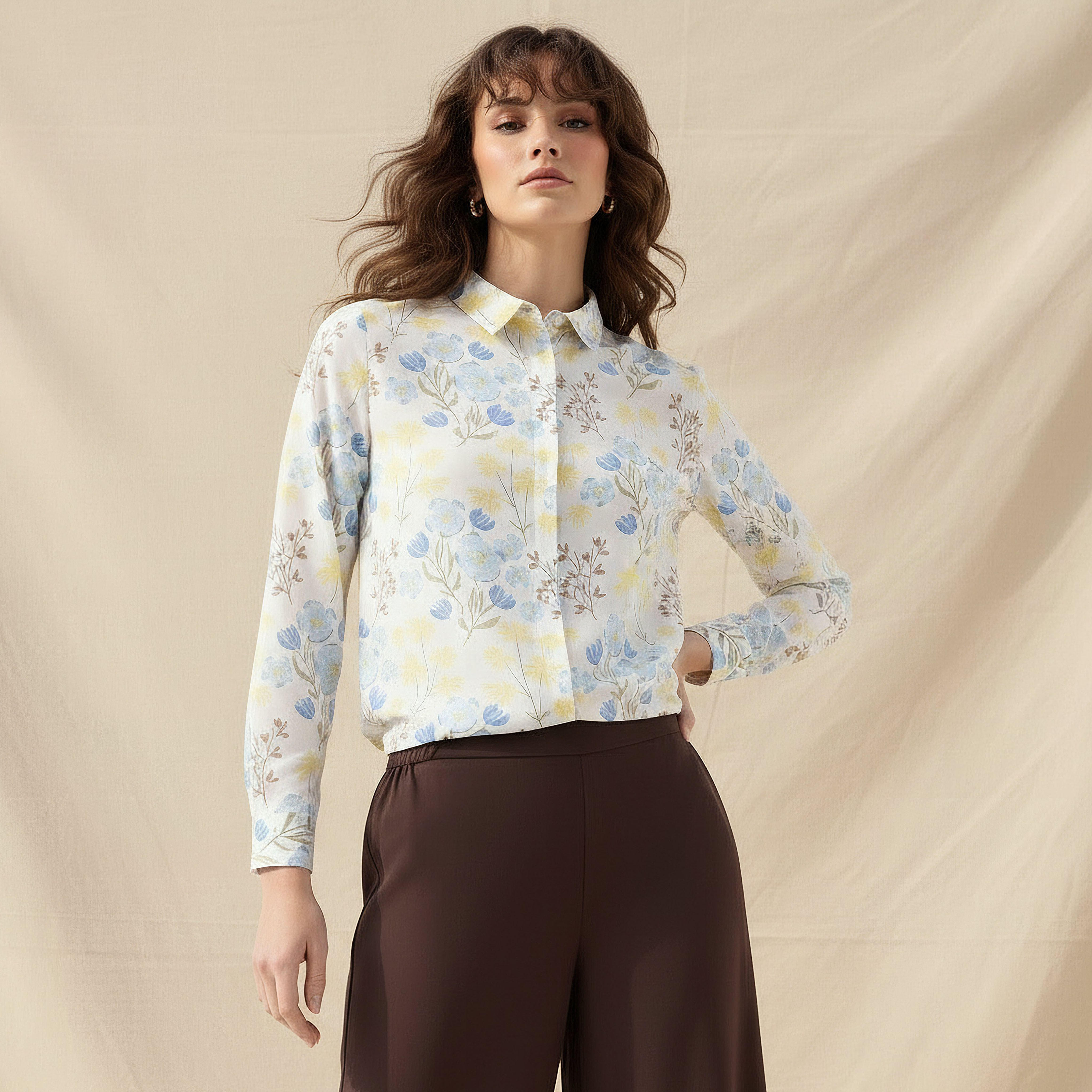 Viscose Shirt with Floral Print-women-clothing-shirtsandblouses-shirts-image-1
