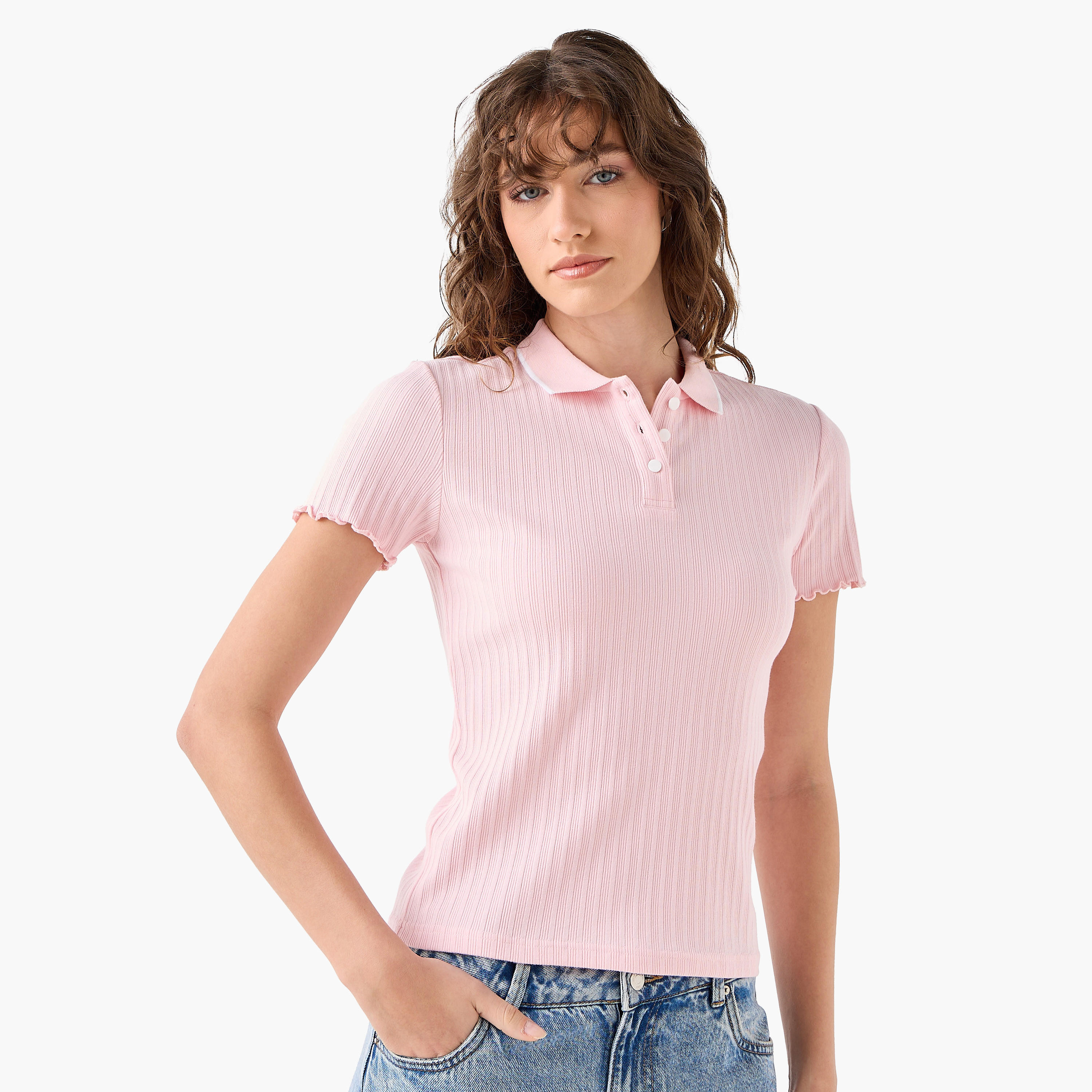 Polo T-shirt with Tipping Detail-women-clothing-tshirts-image-2