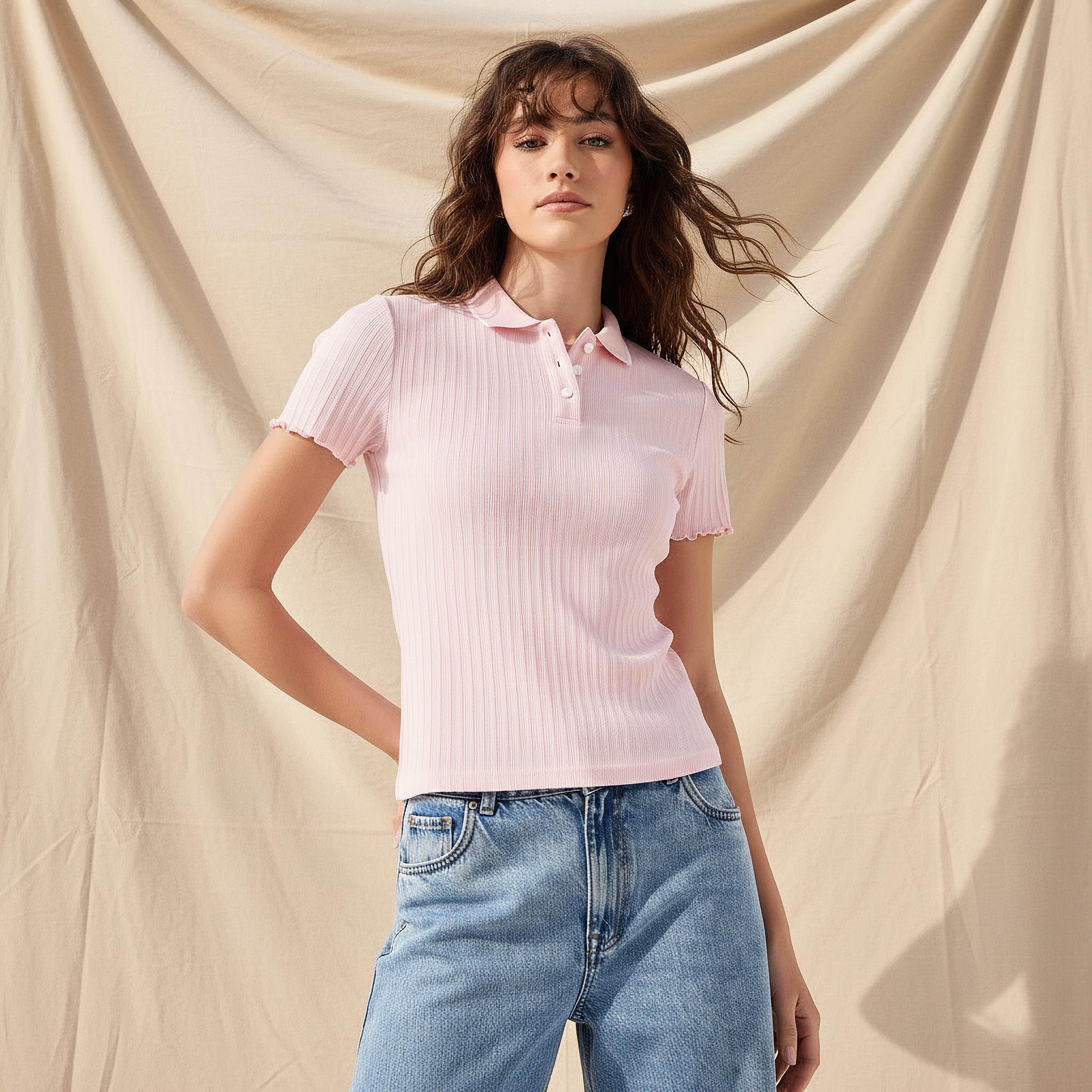 Polo T-shirt with Tipping Detail-women-clothing-tshirts-image-1