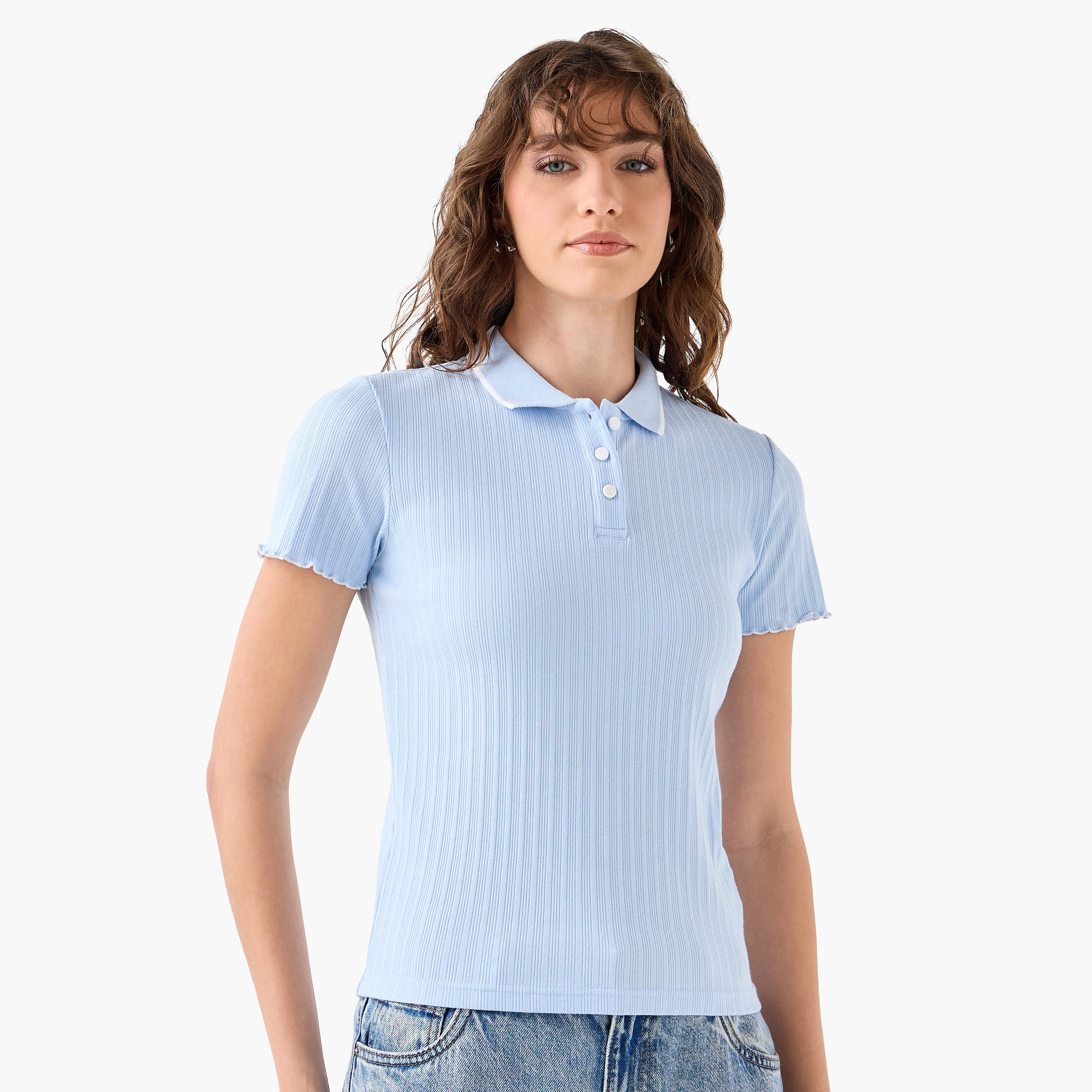 Polo T-shirt with Tipping Detail-women-clothing-tshirts-image-3