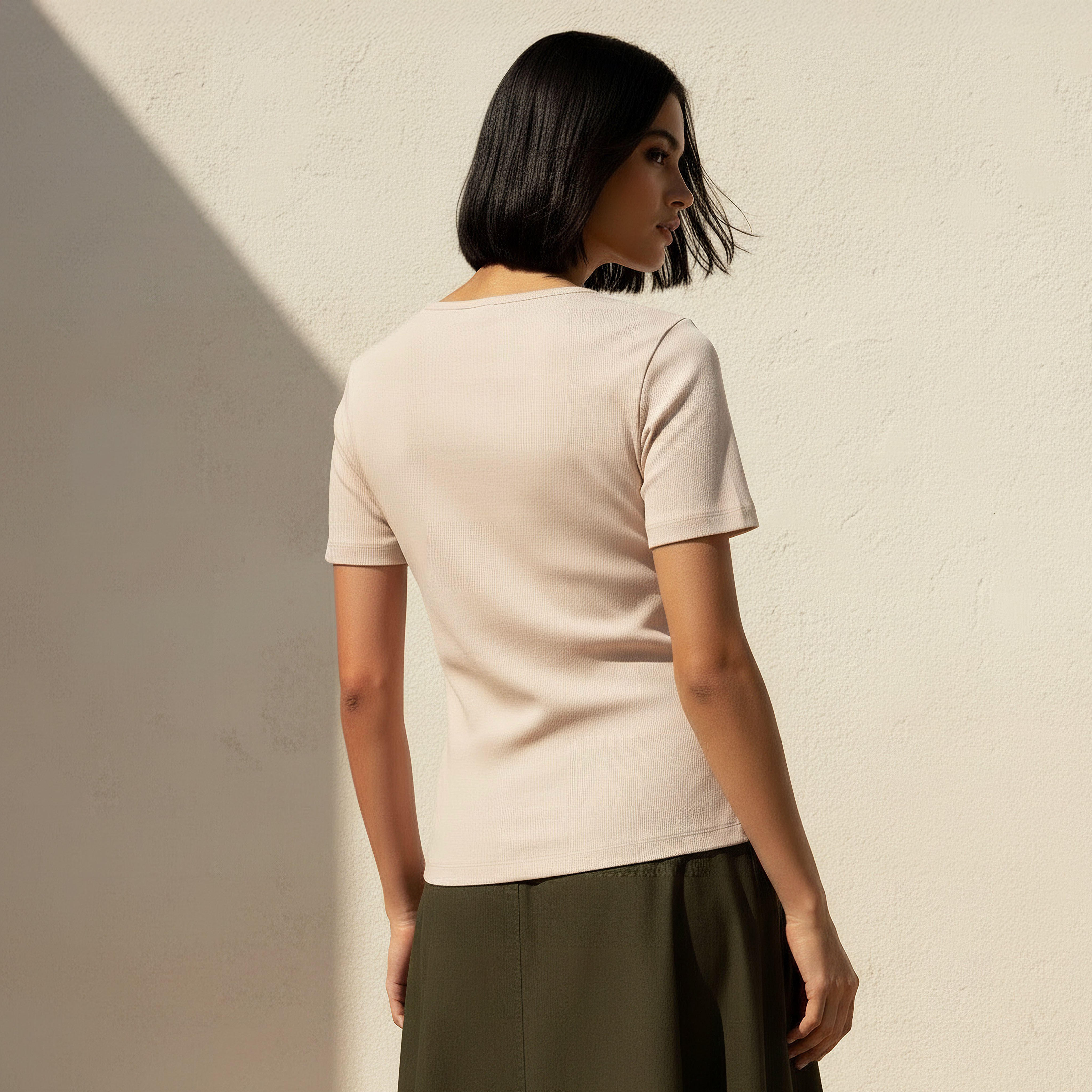 T-shirt with Ribbed Texture-women-clothing-tshirts-image-4