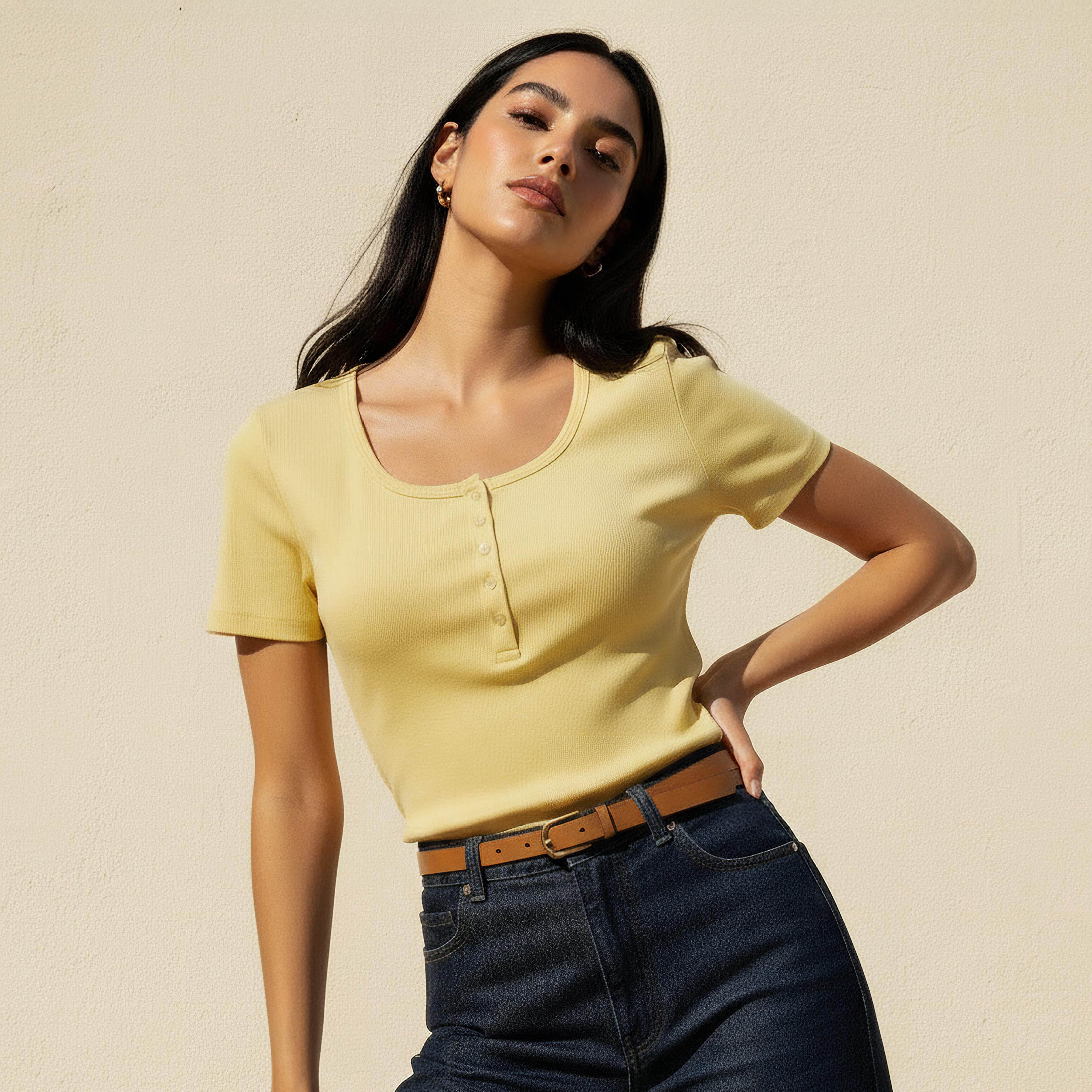 تيشيرت بملمس مضلع بارز-women-clothing-tshirts-image-6