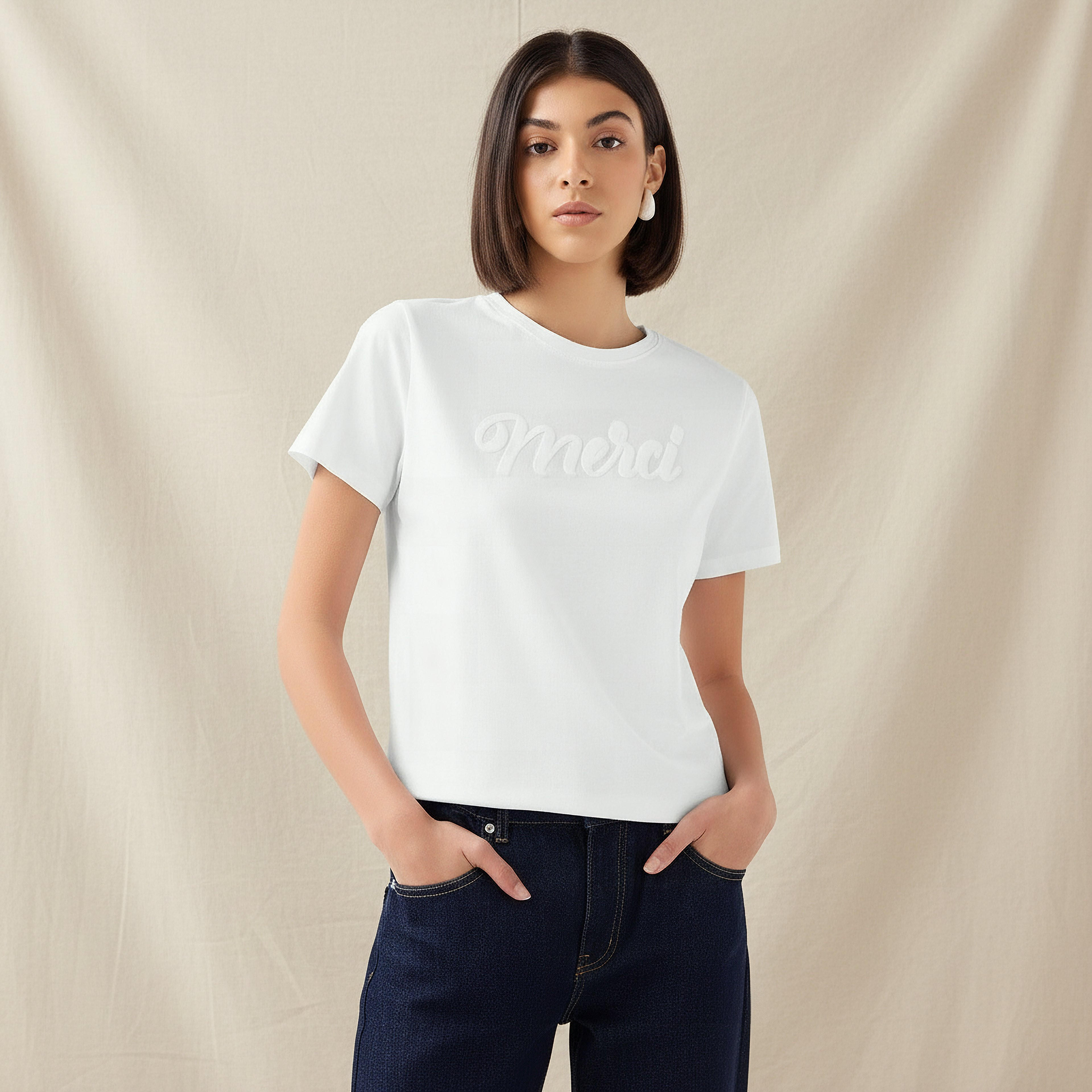 تيشيرت قطن بقصة عادية وطبعات-women-clothing-tshirts-image-1