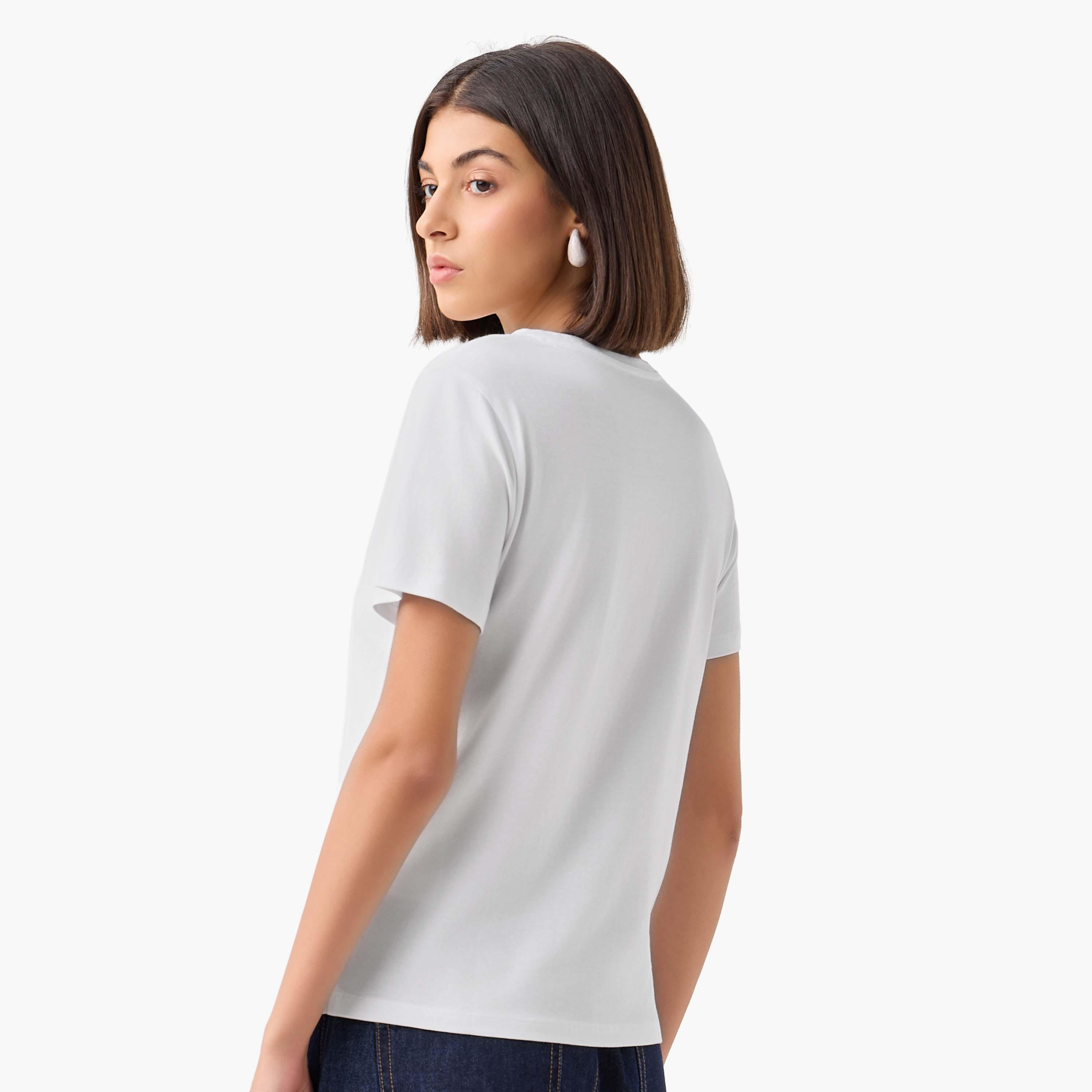 Regular Fit Cotton T-shirt with Varsity Print-women-clothing-tshirts-image-3