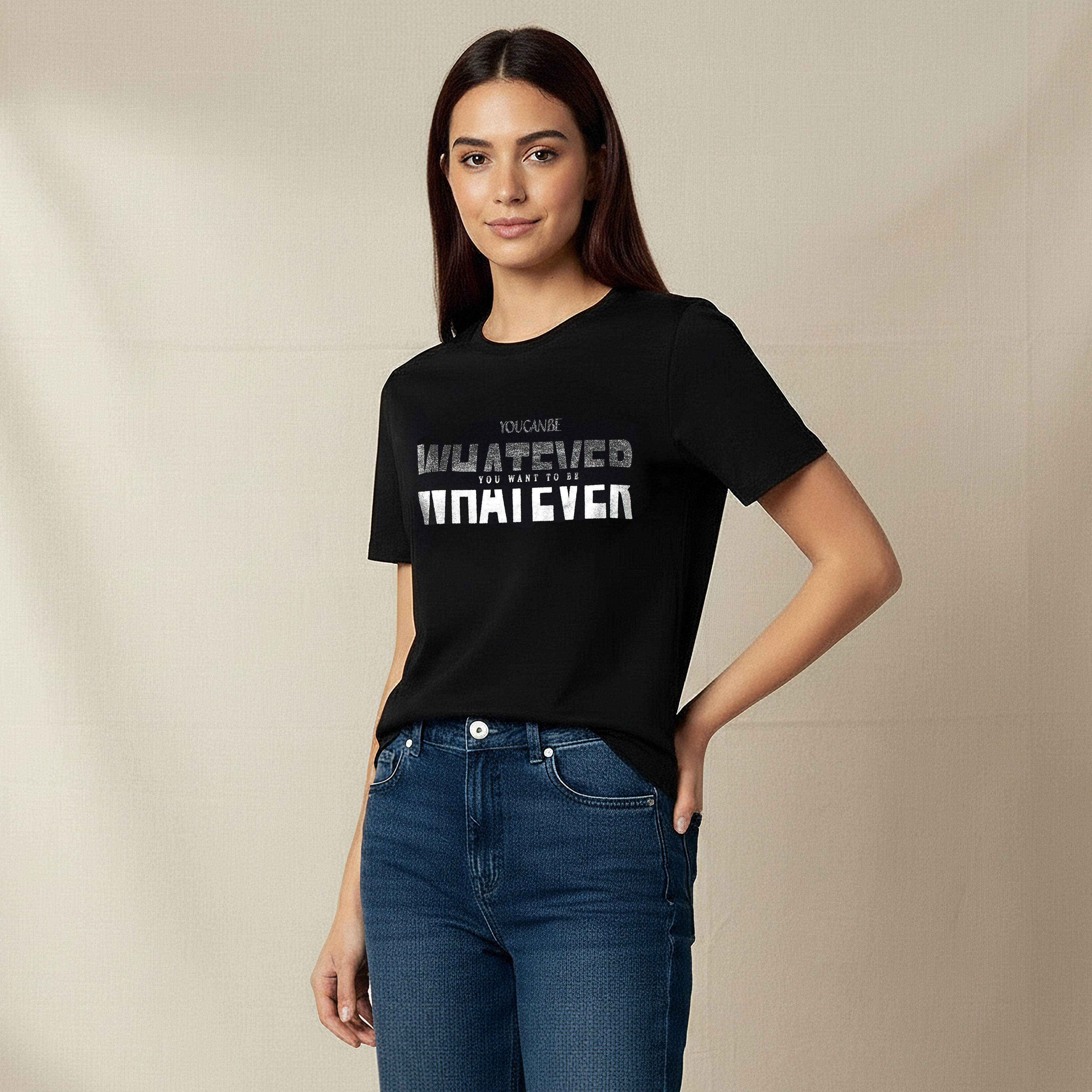 تيشيرت قطن بقصة عادية وطبعات-women-clothing-tshirts-image-1