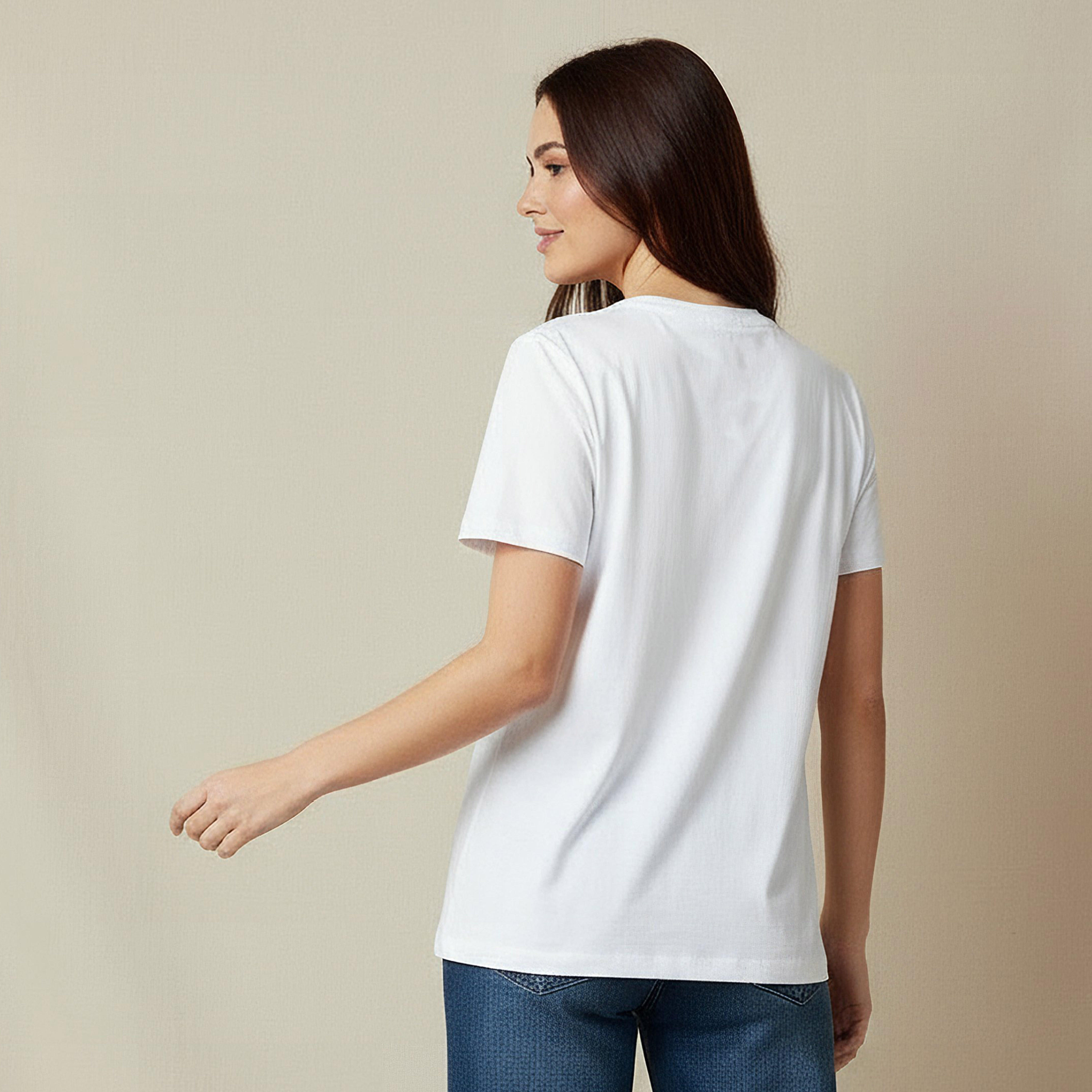 Regular Fit Cotton T-shirt with Print-women-clothing-tshirts-image-3