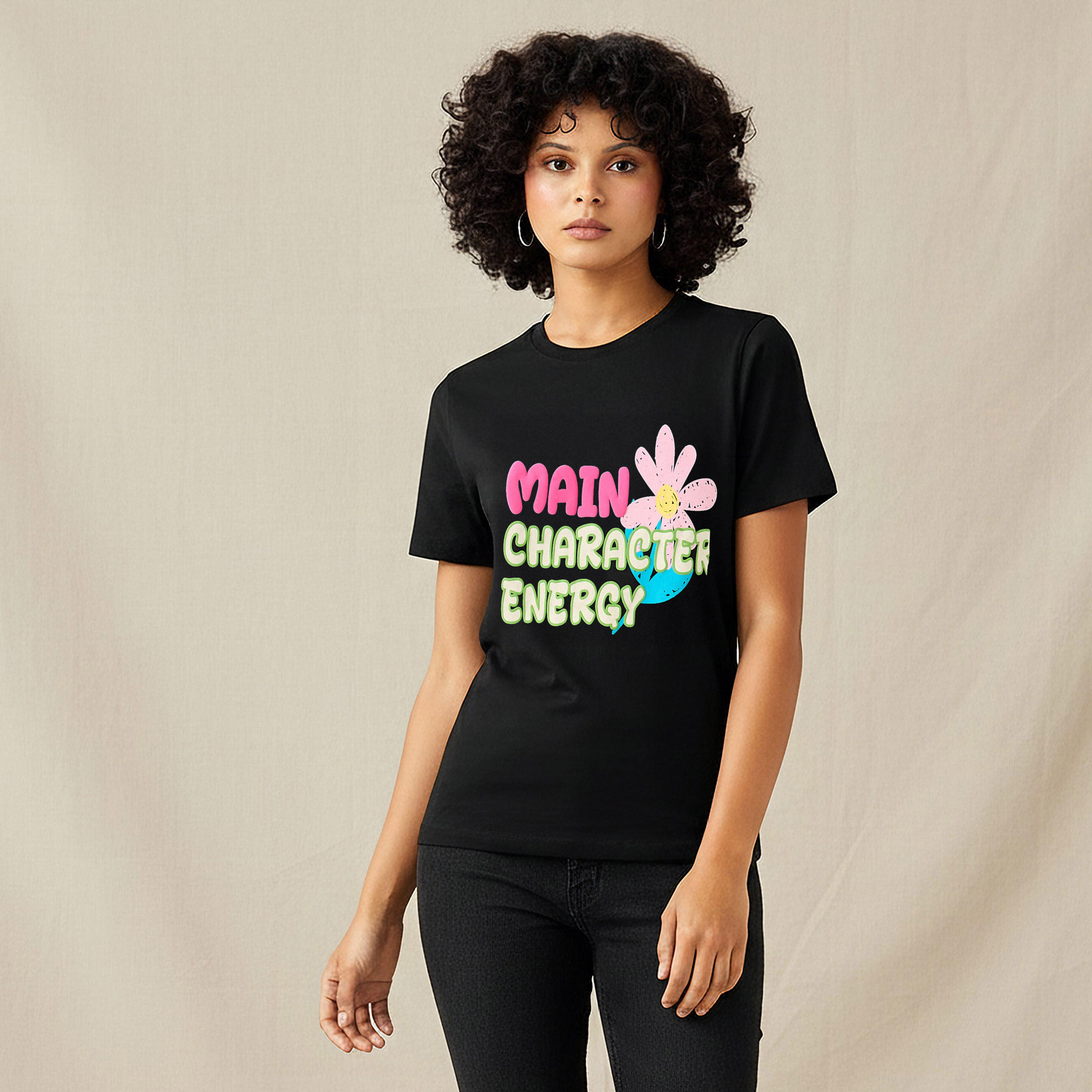 Regular Fit Cotton T-shirt with Print-women-clothing-tshirts-image-1