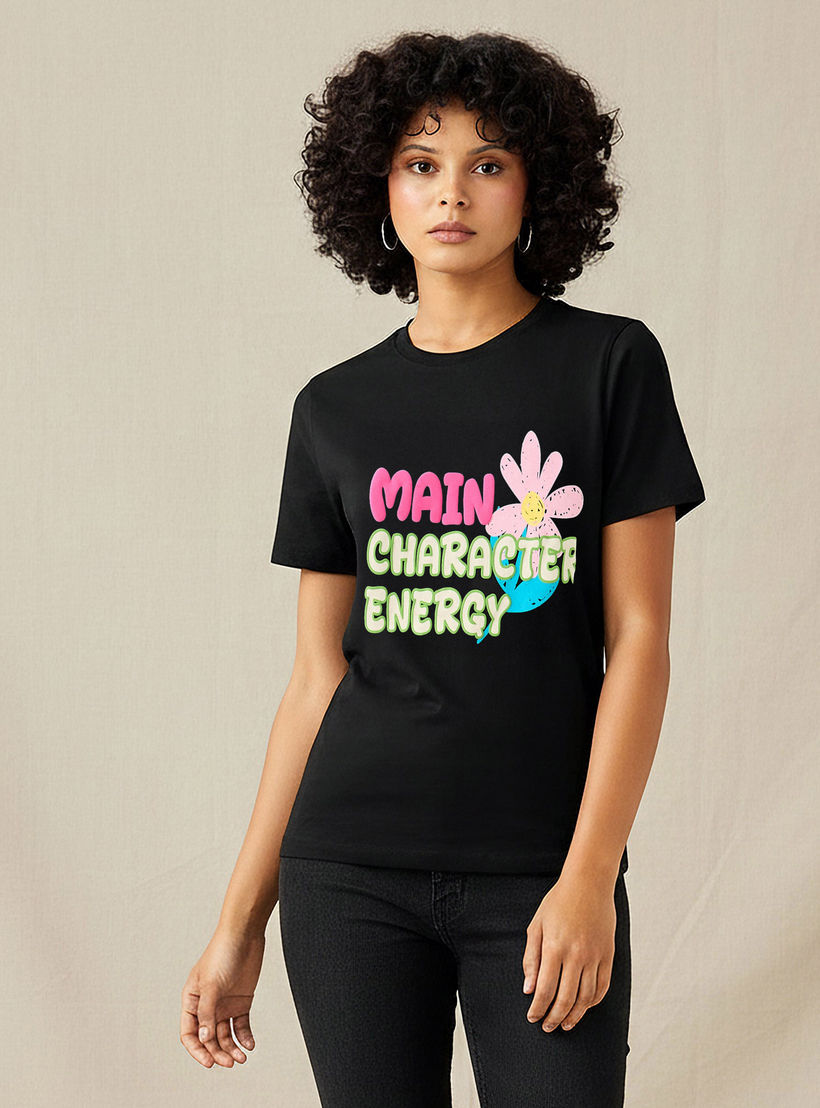 تيشيرت قطن بقصة عادية وطبعات-women-clothing-tshirts-image-1