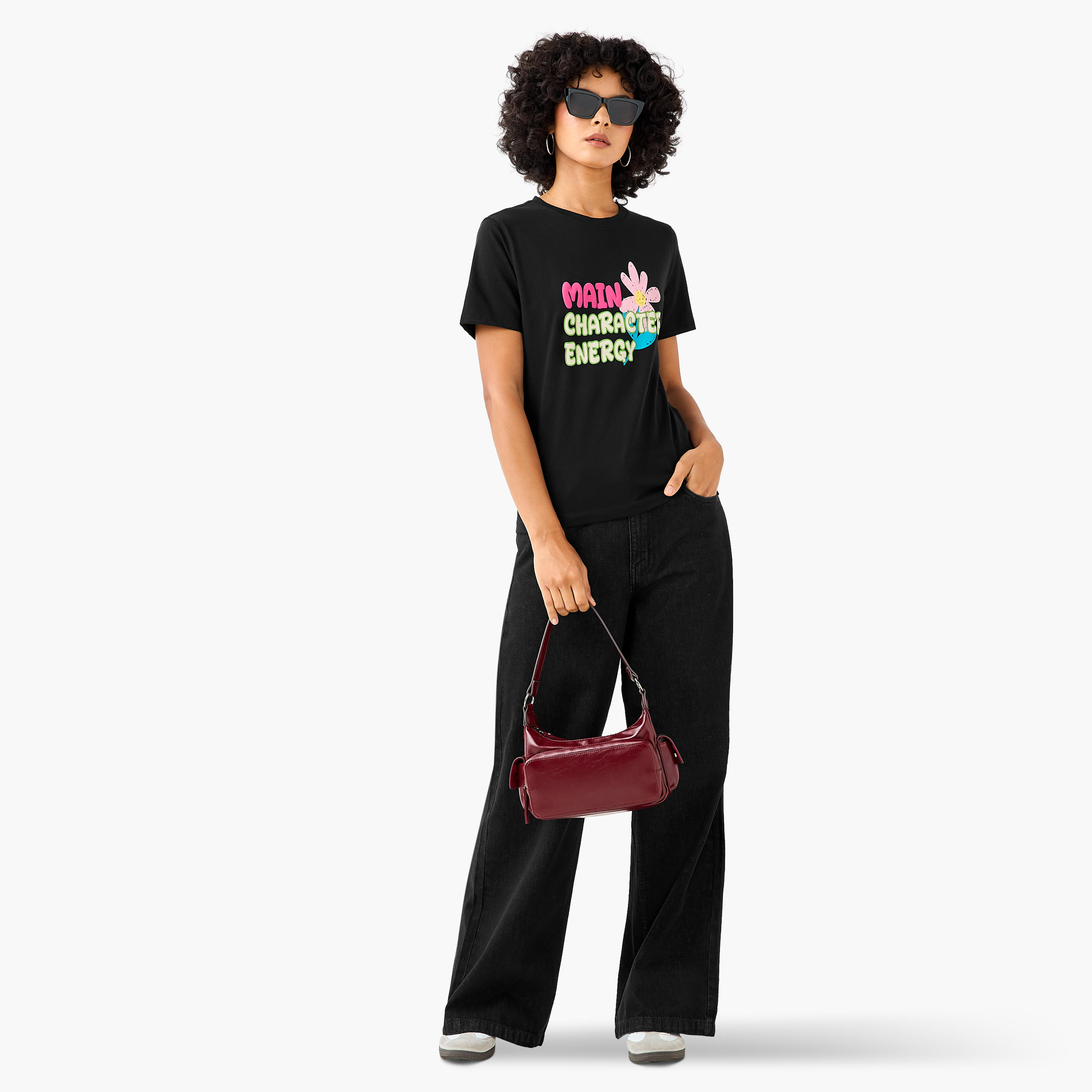 Regular Fit Cotton T-shirt with Print-women-clothing-tshirts-image-2