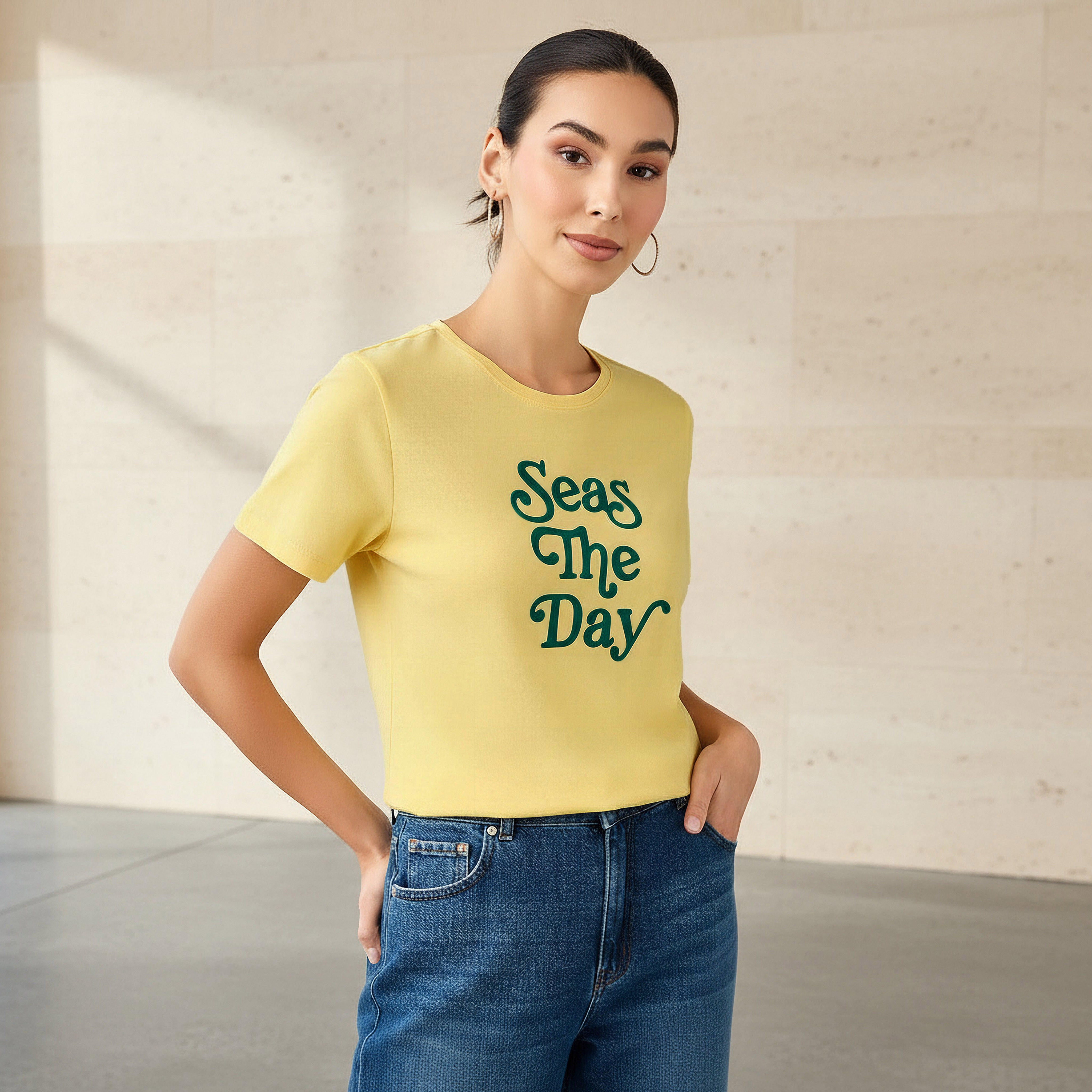Slim Fit Cotton T-shirt with Slogan Print-PROMO_SP_KW_2FOR3_020226-image-1