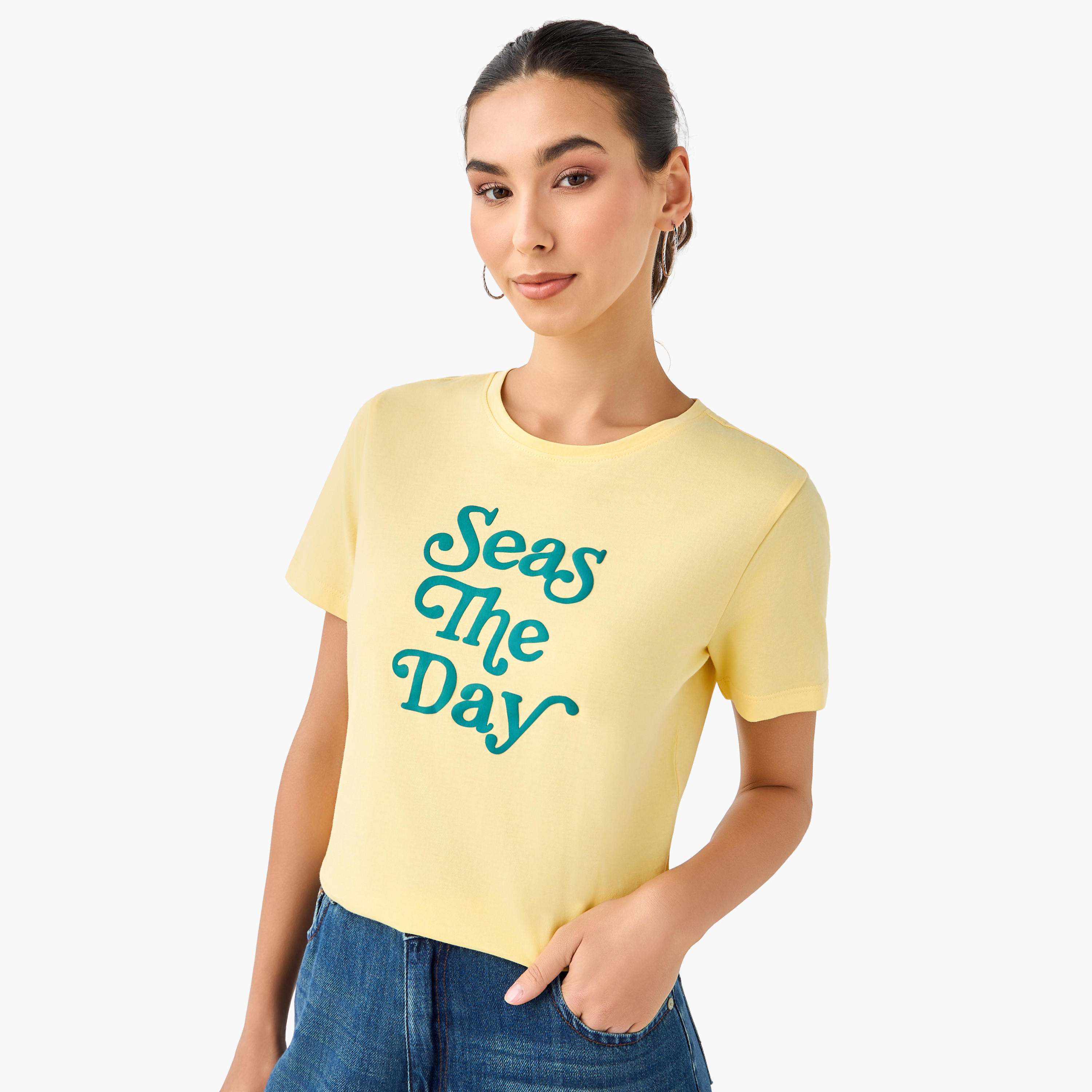 Slim Fit Cotton T-shirt with Slogan Print-PROMO_SP_KW_2FOR3_020226-image-2