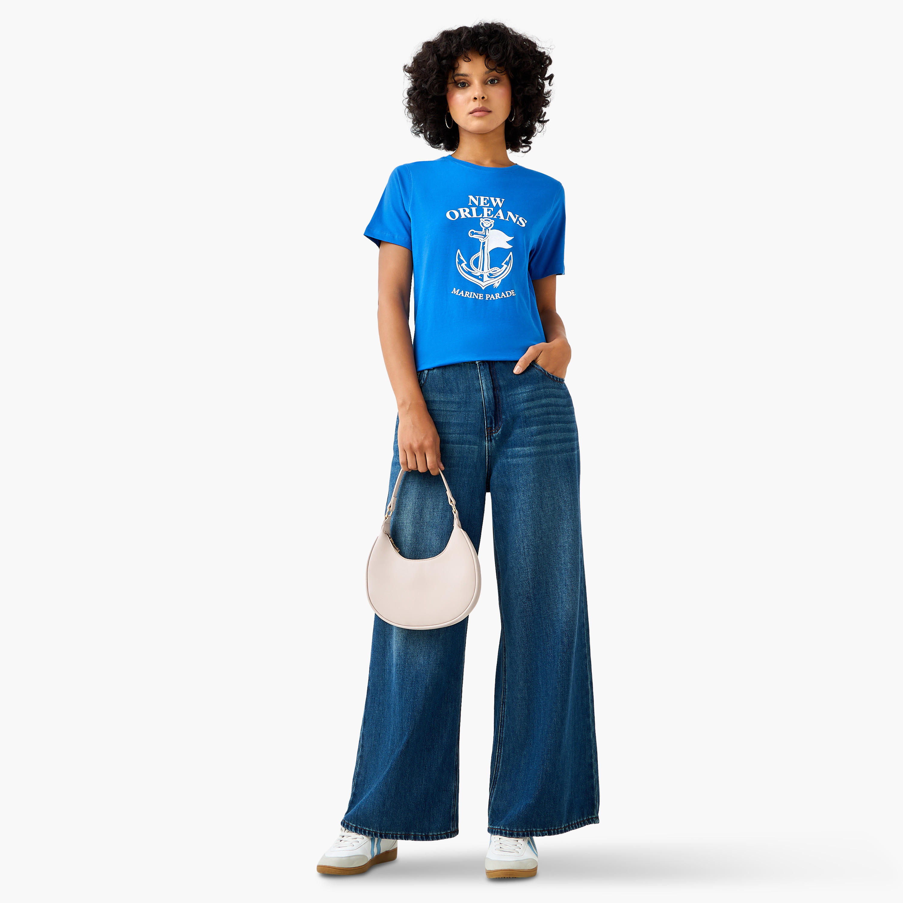 Regular Fit Cotton T-shirt with Print-women-clothing-tshirts-image-2