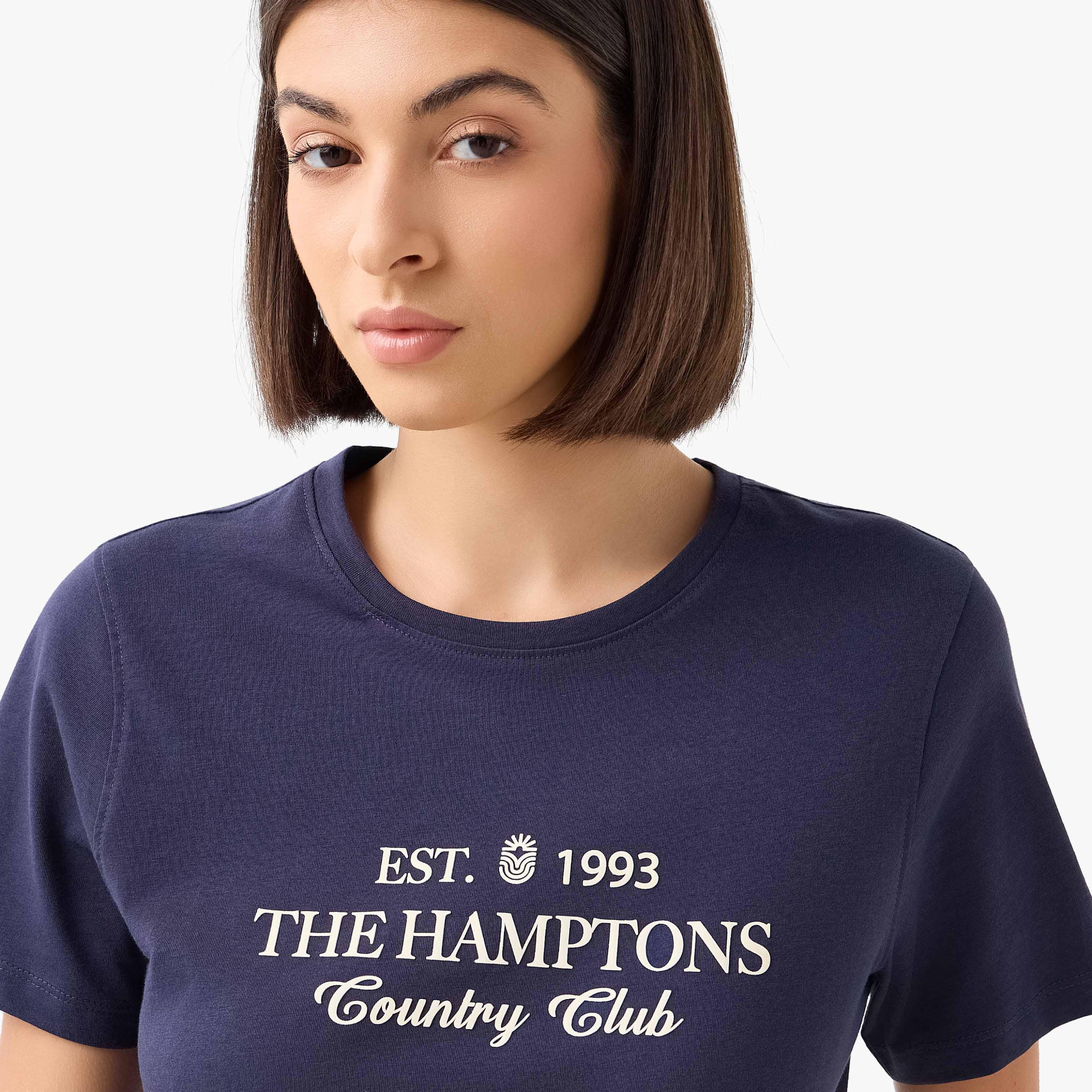 Regular Fit Cotton T-shirt with Varsity Print-women-clothing-tshirts-image-5