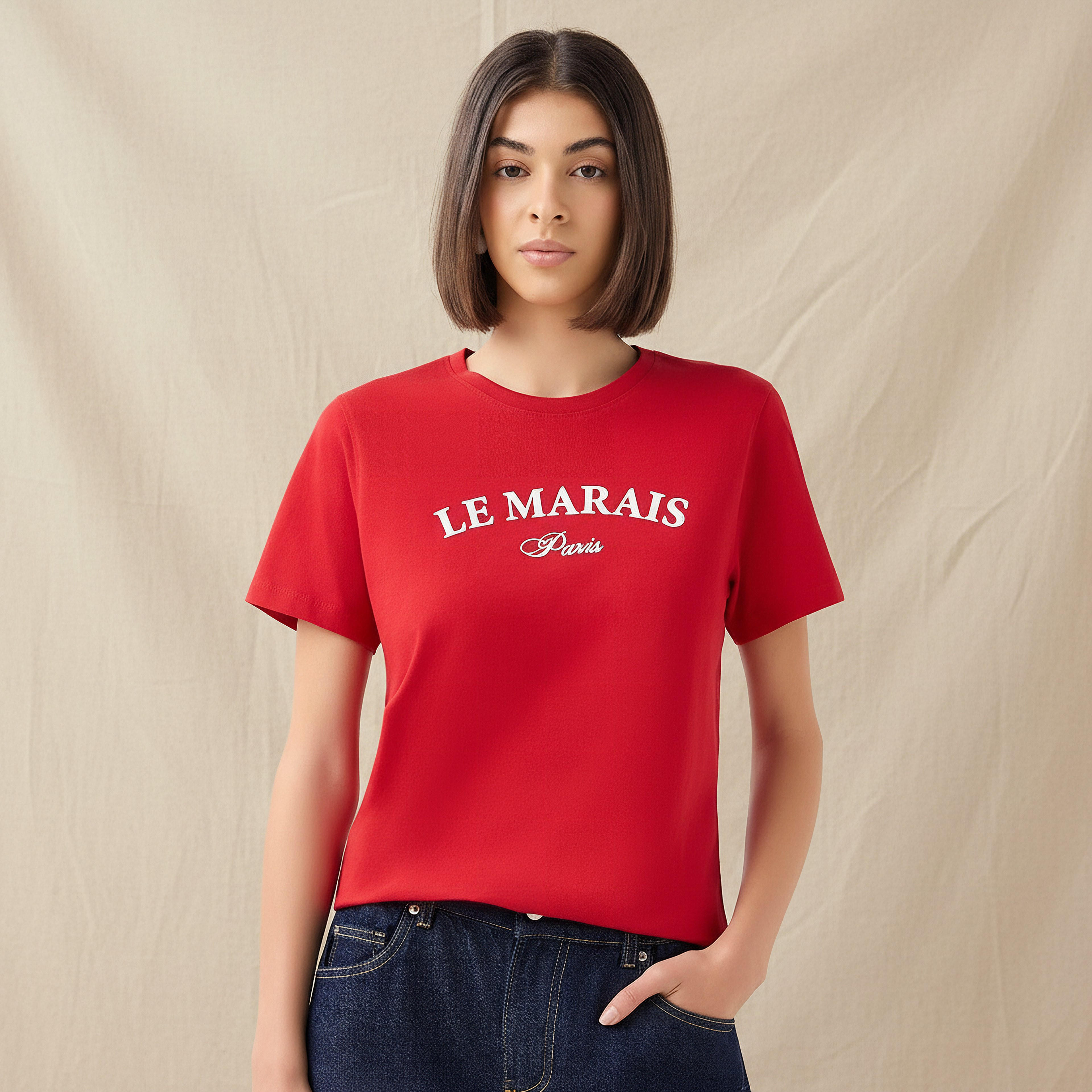Regular Fit Cotton T-shirt with Typographic Print-PROMO_SP_KW_2FOR3_020226-image-1