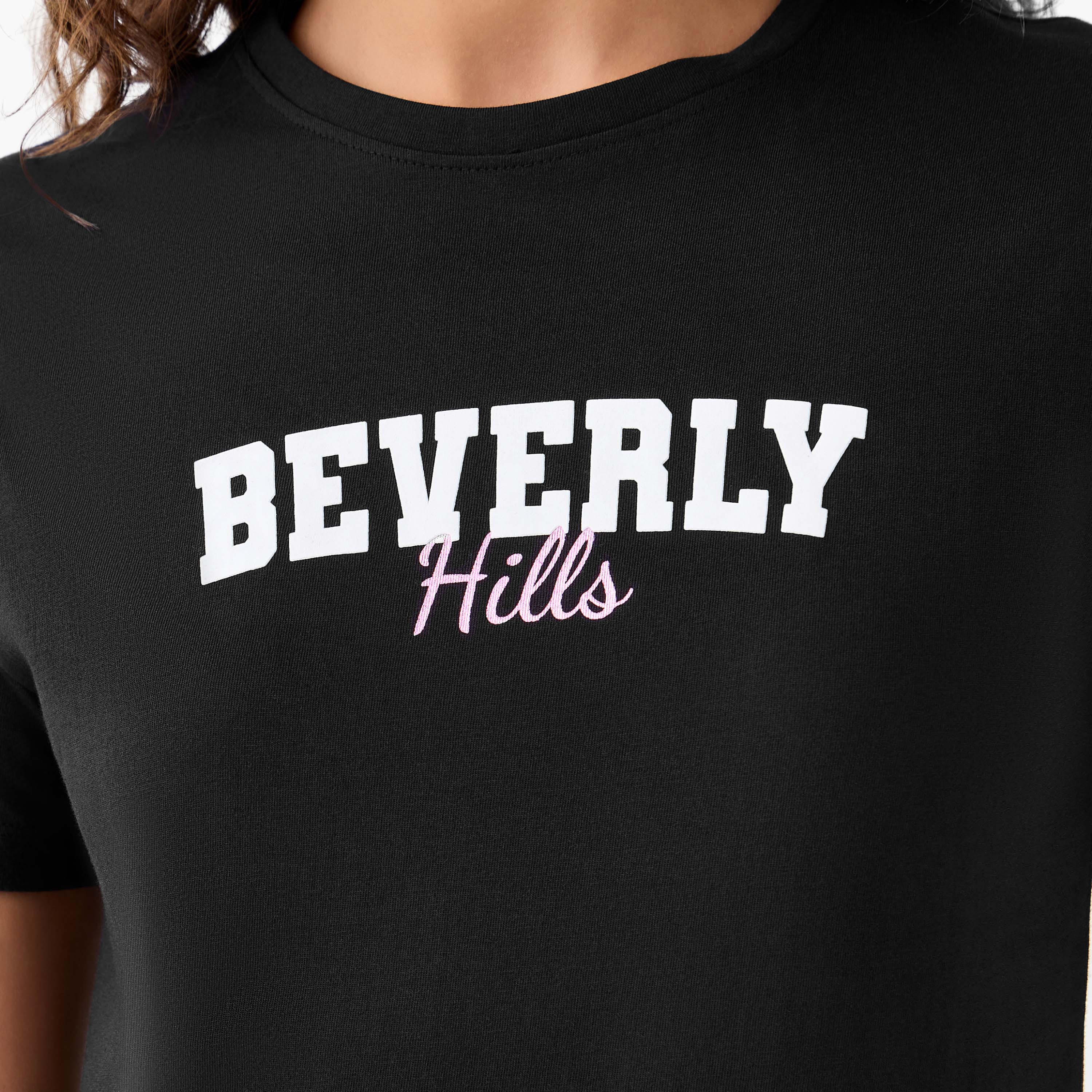 Regular Fit Cotton T-shirt with Typographic Print-women-clothing-tshirts-image-5