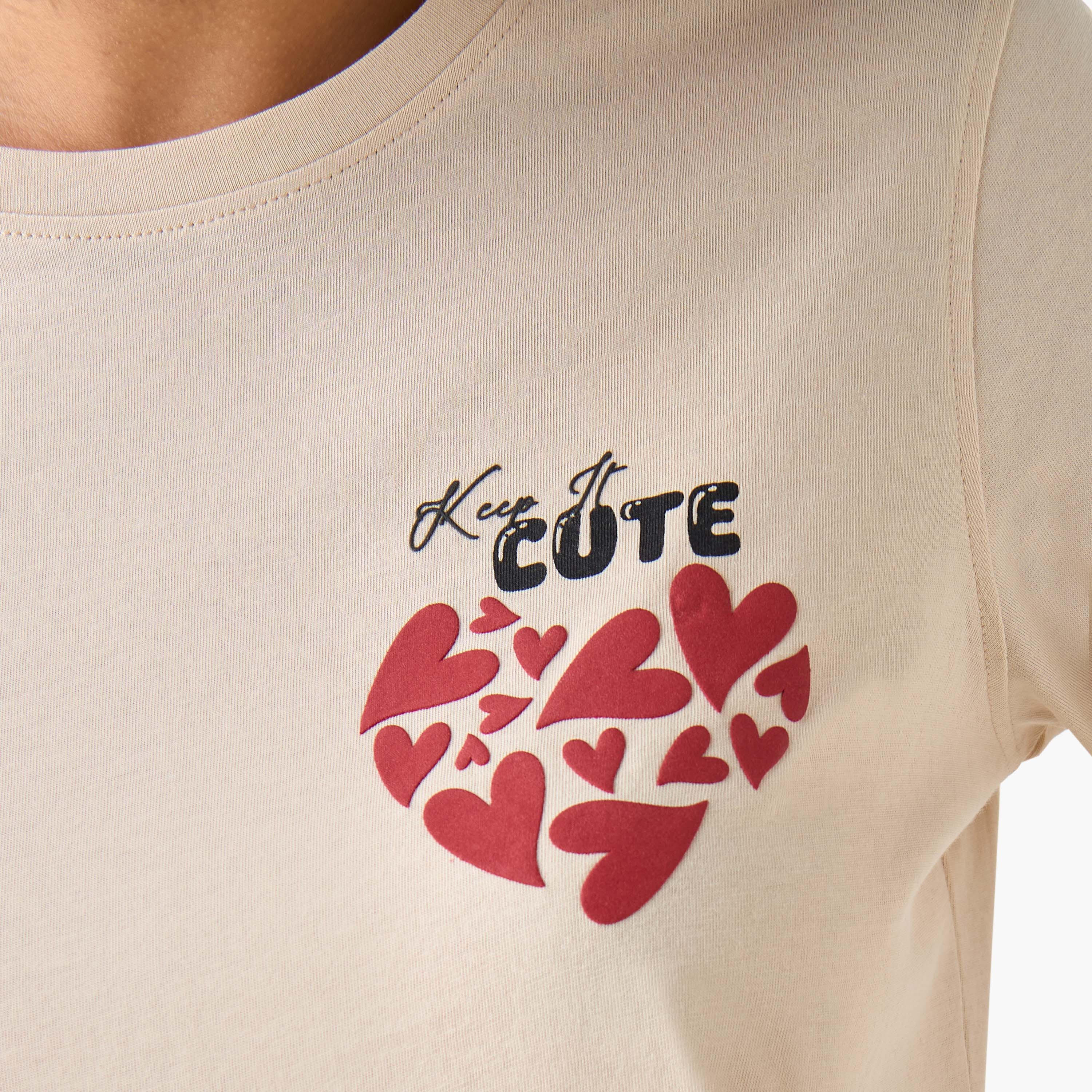 Regular Fit Cotton T-shirt with Heart Print-women-clothing-tshirts-image-5