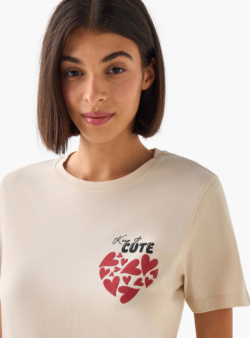 Regular Fit Cotton T-shirt with Heart Print-women-clothing-tshirts-image-6