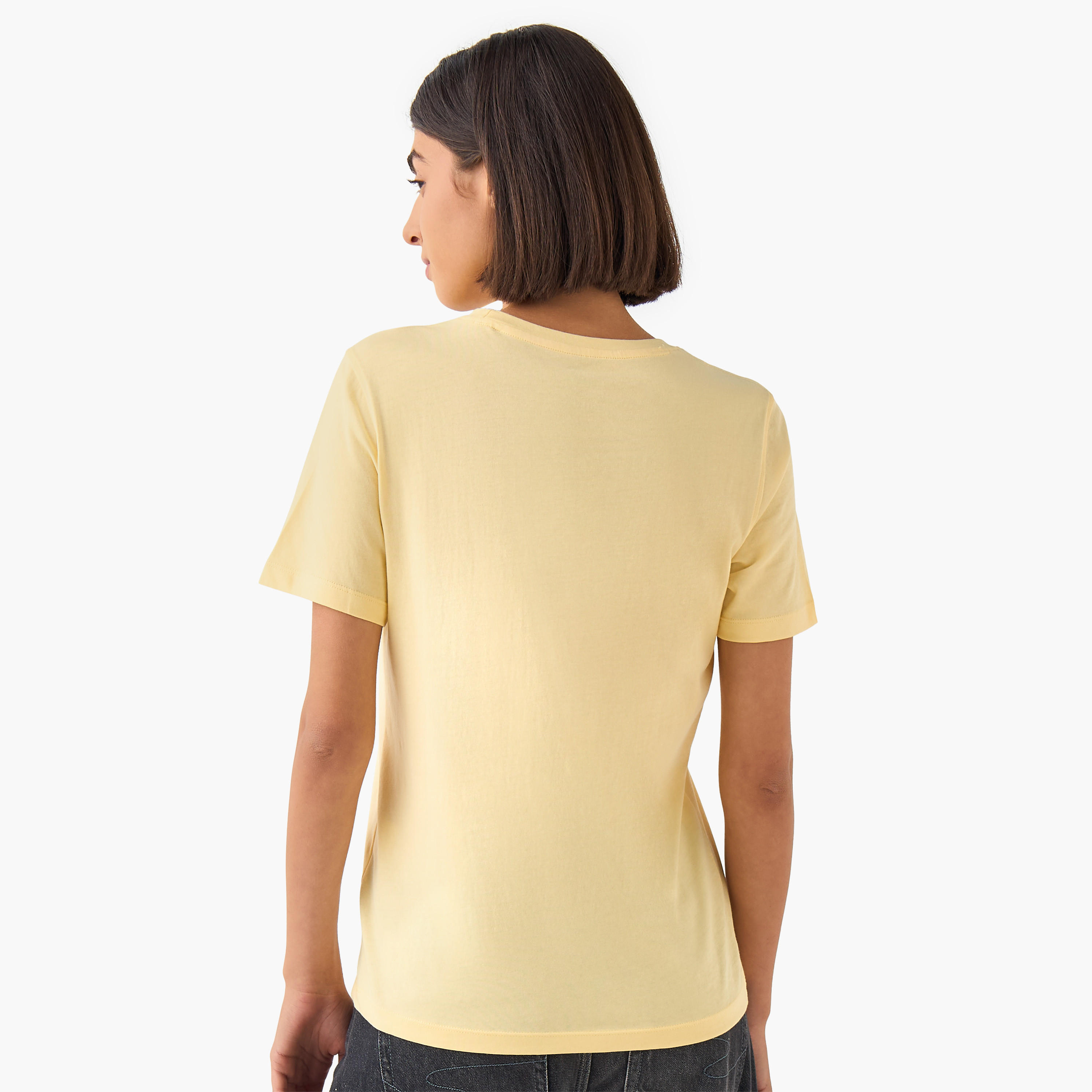 Regular Fit Cotton T-shirt with Sketch Art Print-women-clothing-tshirts-image-4