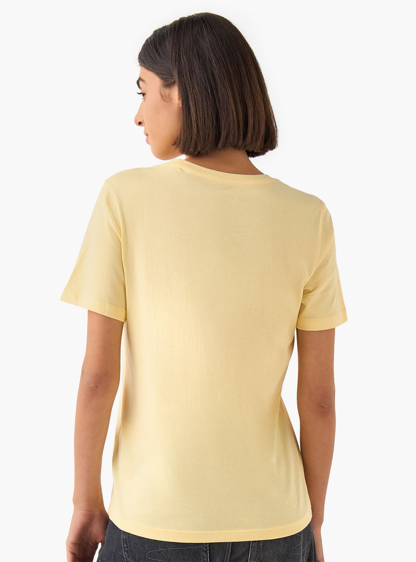 Regular Fit Cotton T-shirt with Sketch Art Print-women-clothing-tshirts-image-4