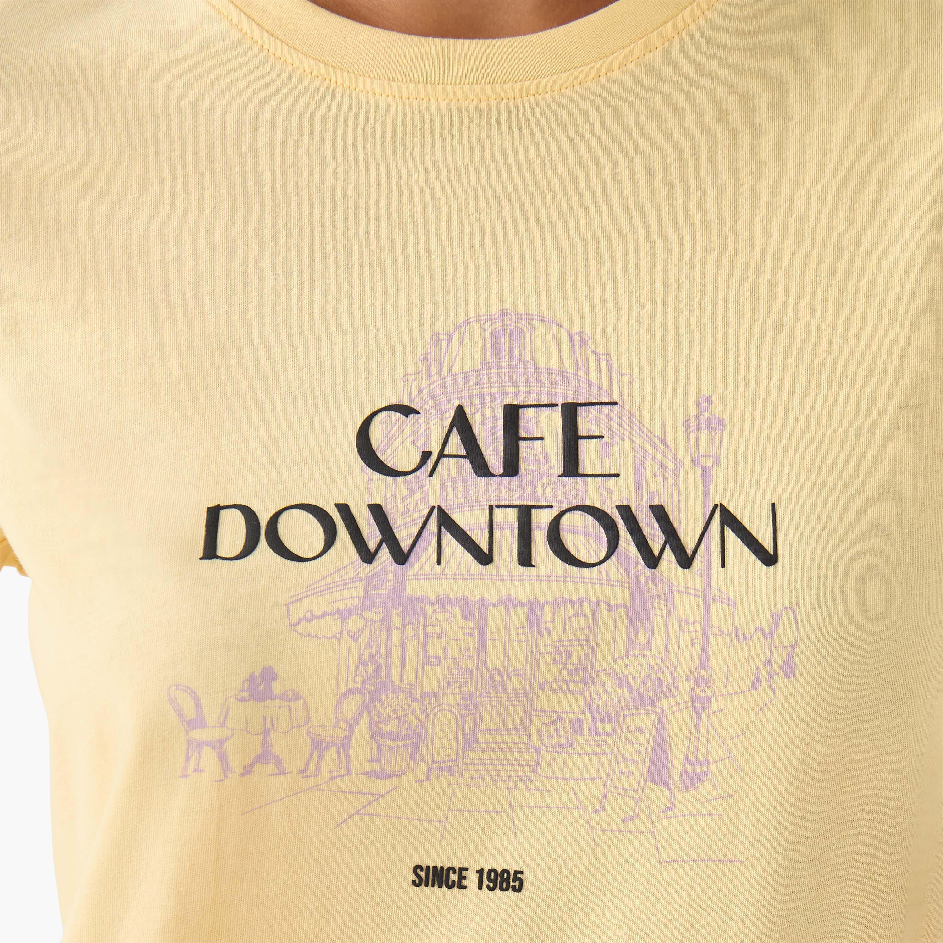 Regular Fit Cotton T-shirt with Sketch Art Print-women-clothing-tshirts-image-5