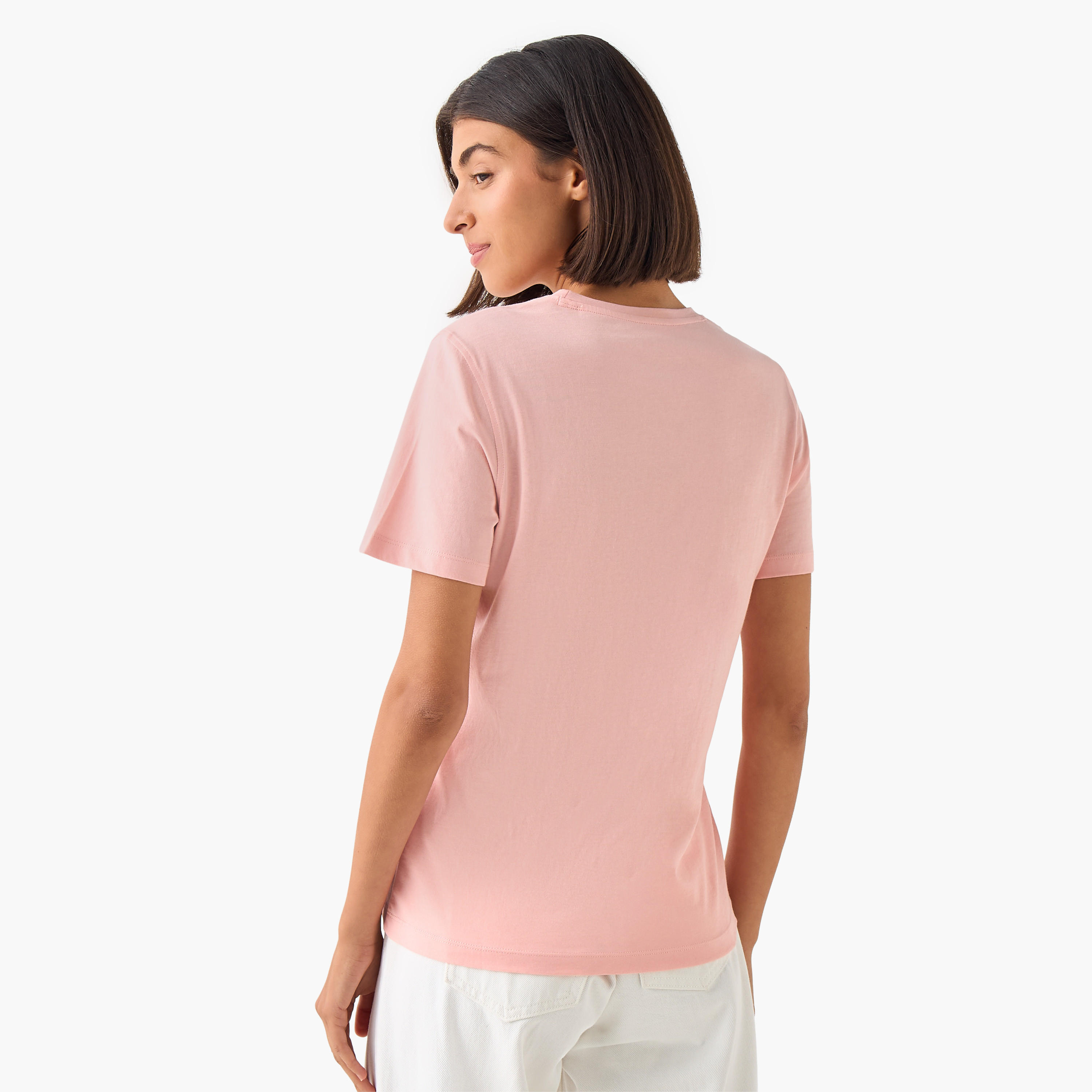 تيشيرت قطن بقصة عادية بطبعات تايبوجرافيك-women-clothing-tshirts-image-3