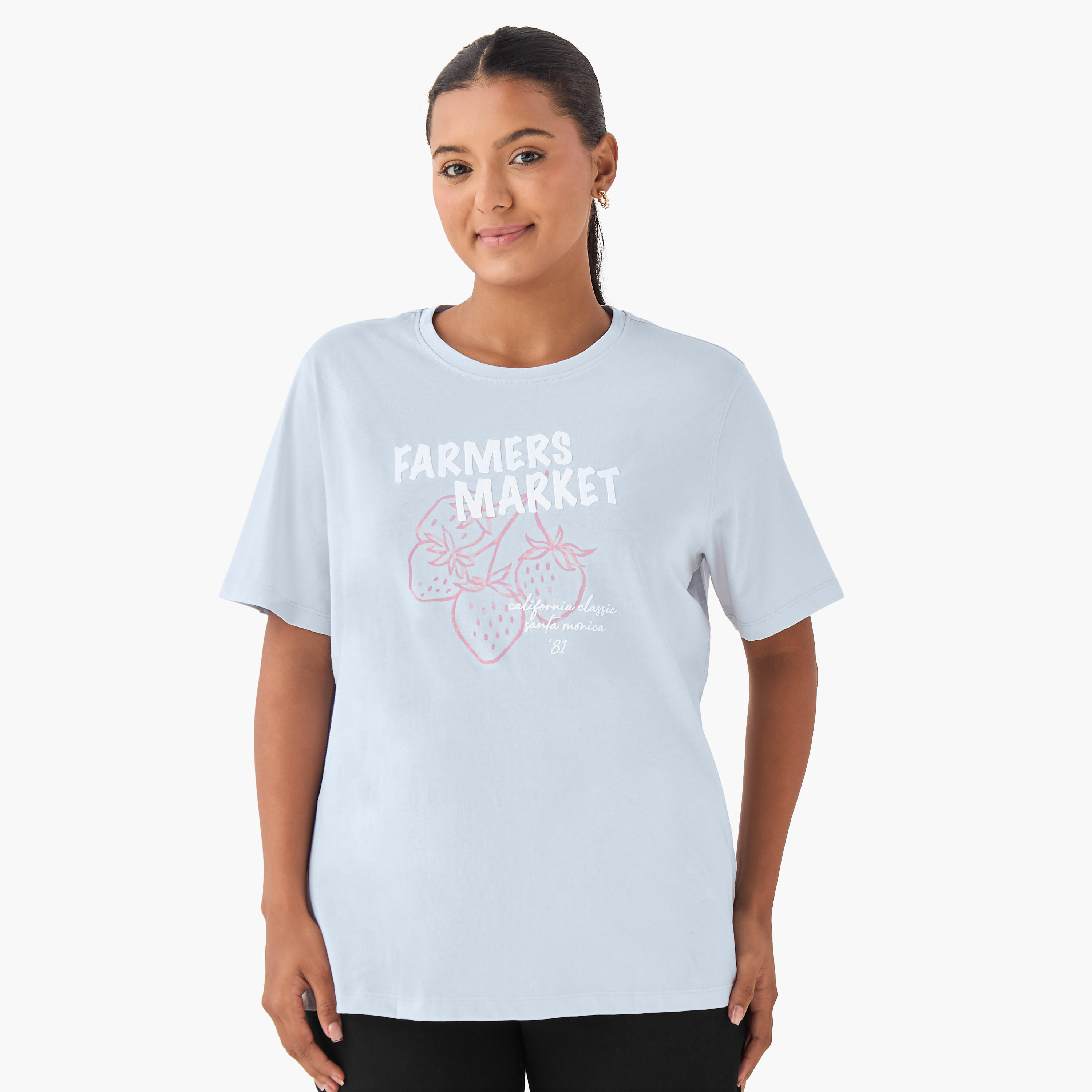 Regular Fit Cotton T-shirt with Sketch Art Print-women-clothing-tshirts-image-2