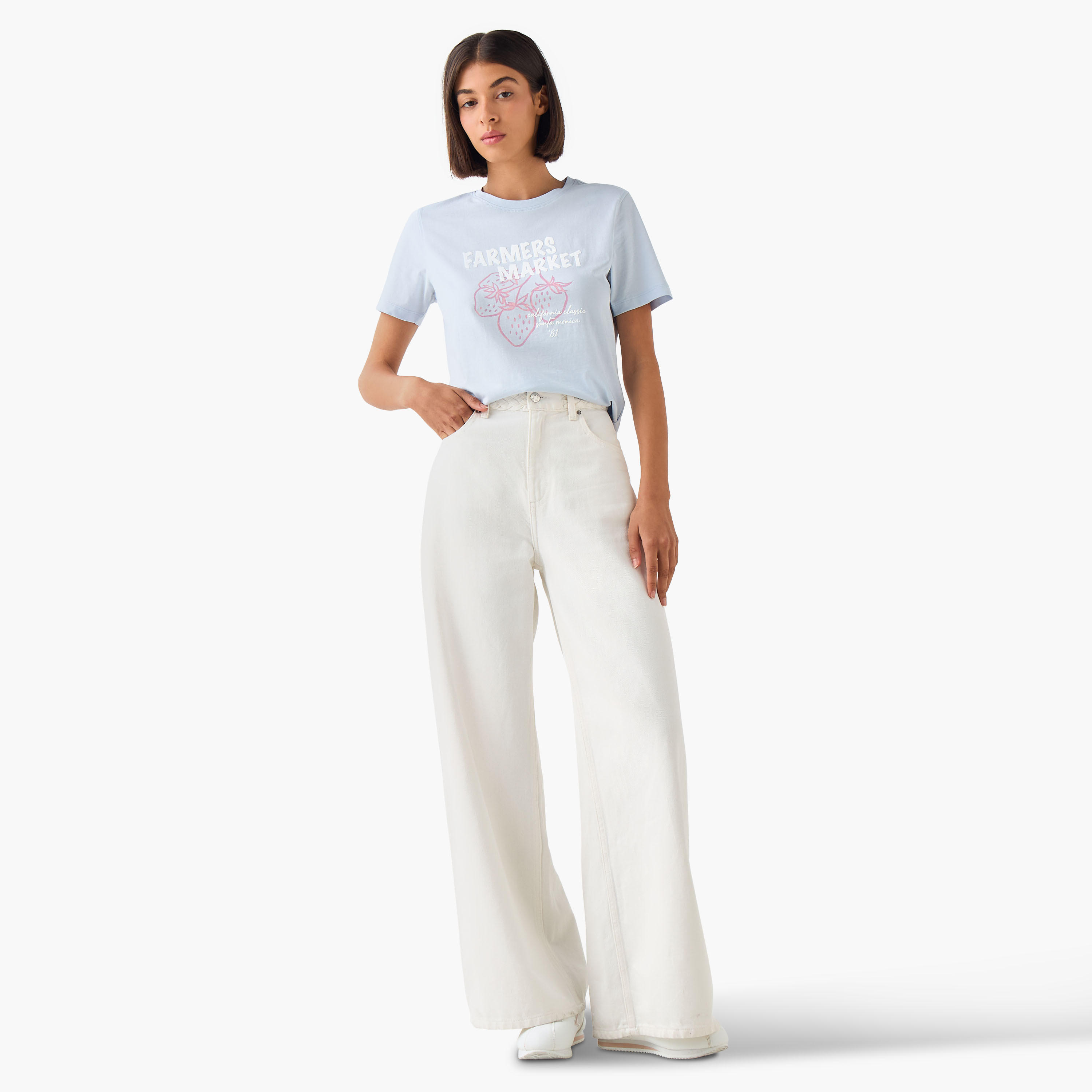 Regular Fit Cotton T-shirt with Sketch Art Print-women-clothing-tshirts-image-3