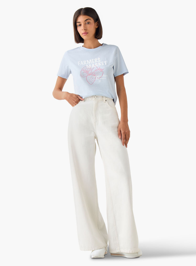 Regular Fit Cotton T-shirt with Sketch Art Print-women-clothing-tshirts-image-3