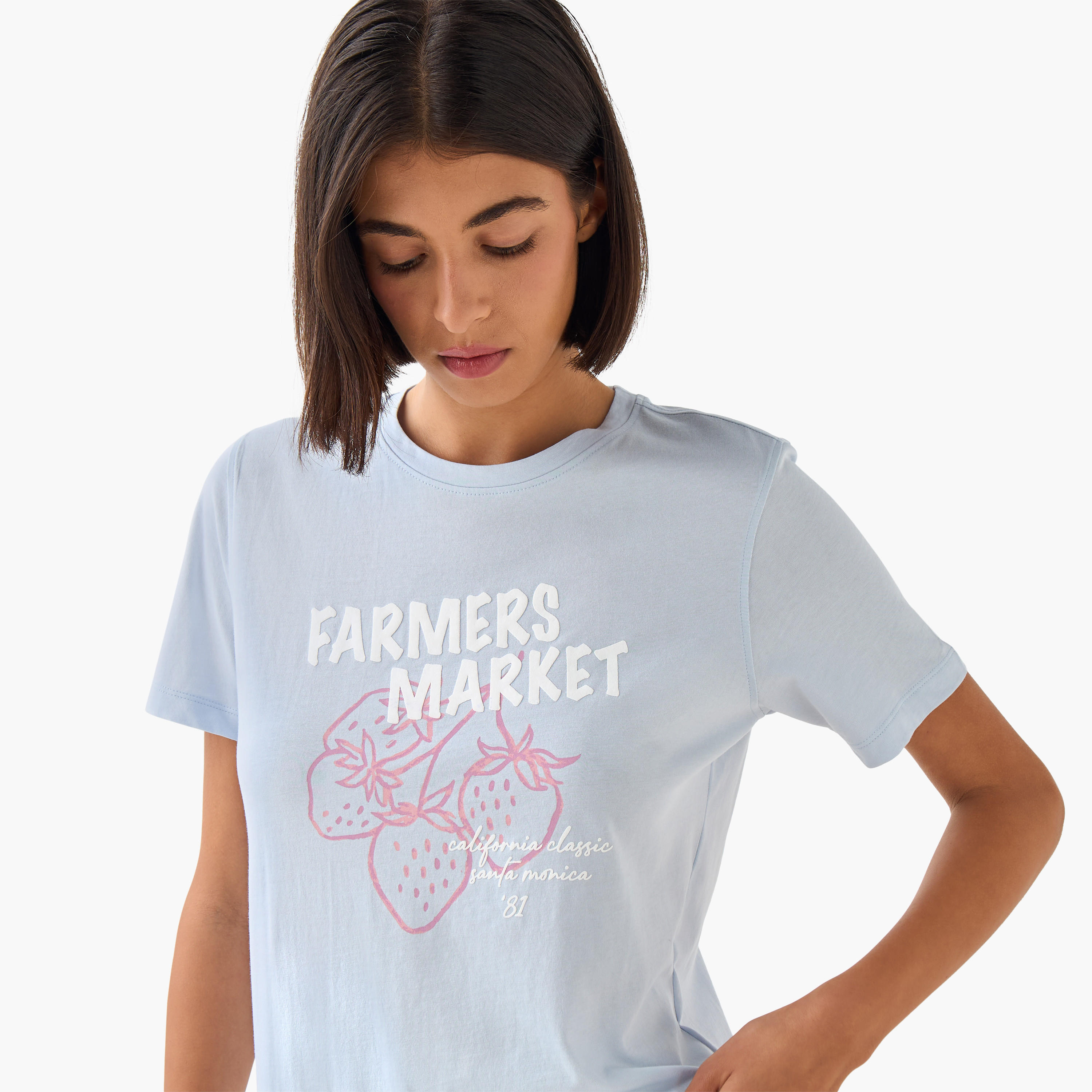 Regular Fit Cotton T-shirt with Sketch Art Print-women-clothing-tshirts-image-6