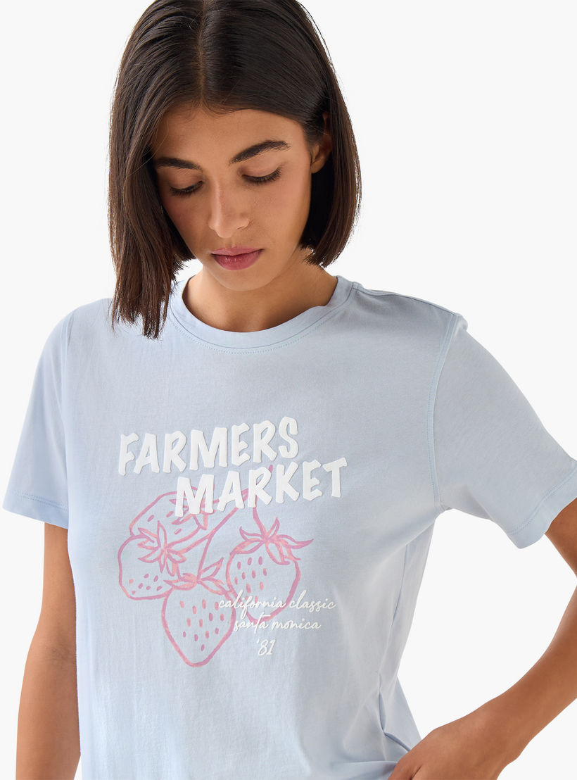Regular Fit Cotton T-shirt with Sketch Art Print-women-clothing-tshirts-image-6