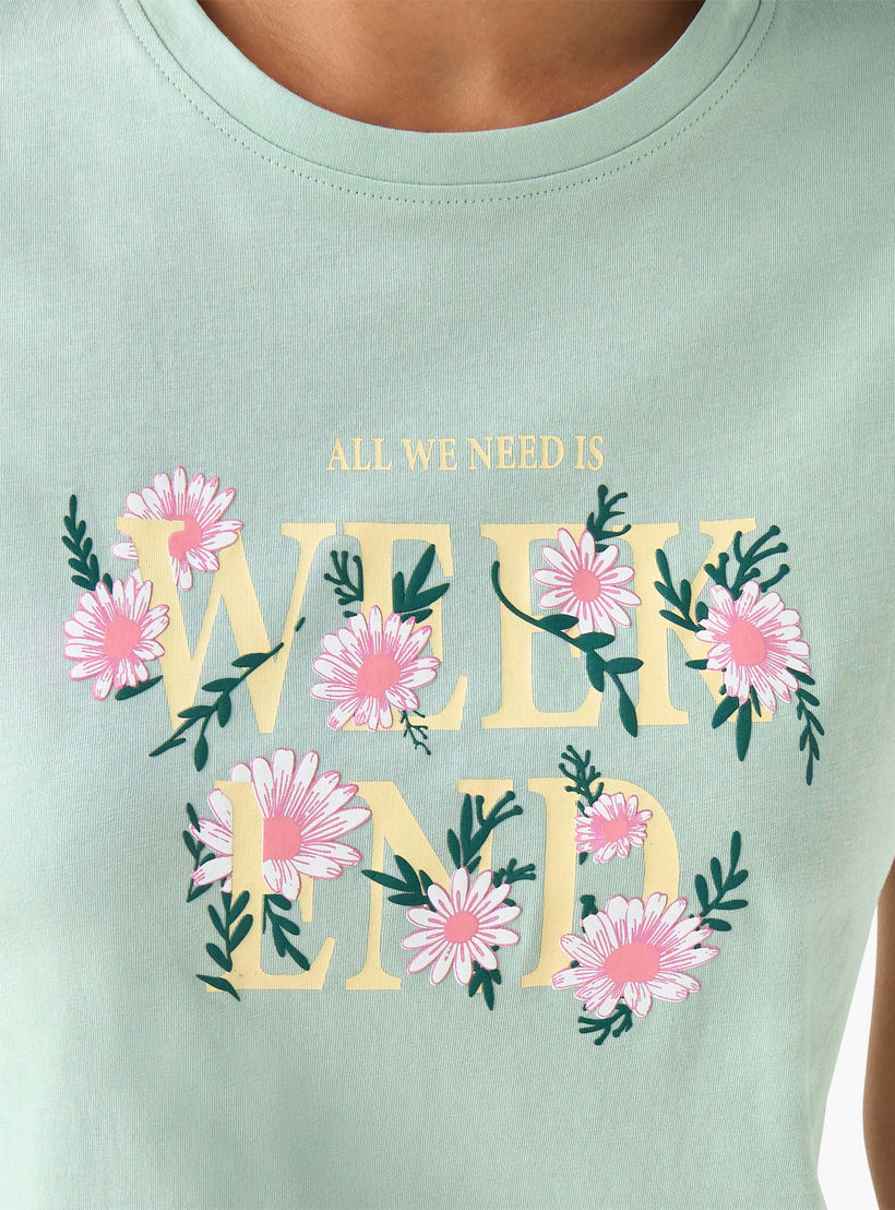 Regular Fit Cotton T-shirt with Slogan Print-women-clothing-tshirts-image-5