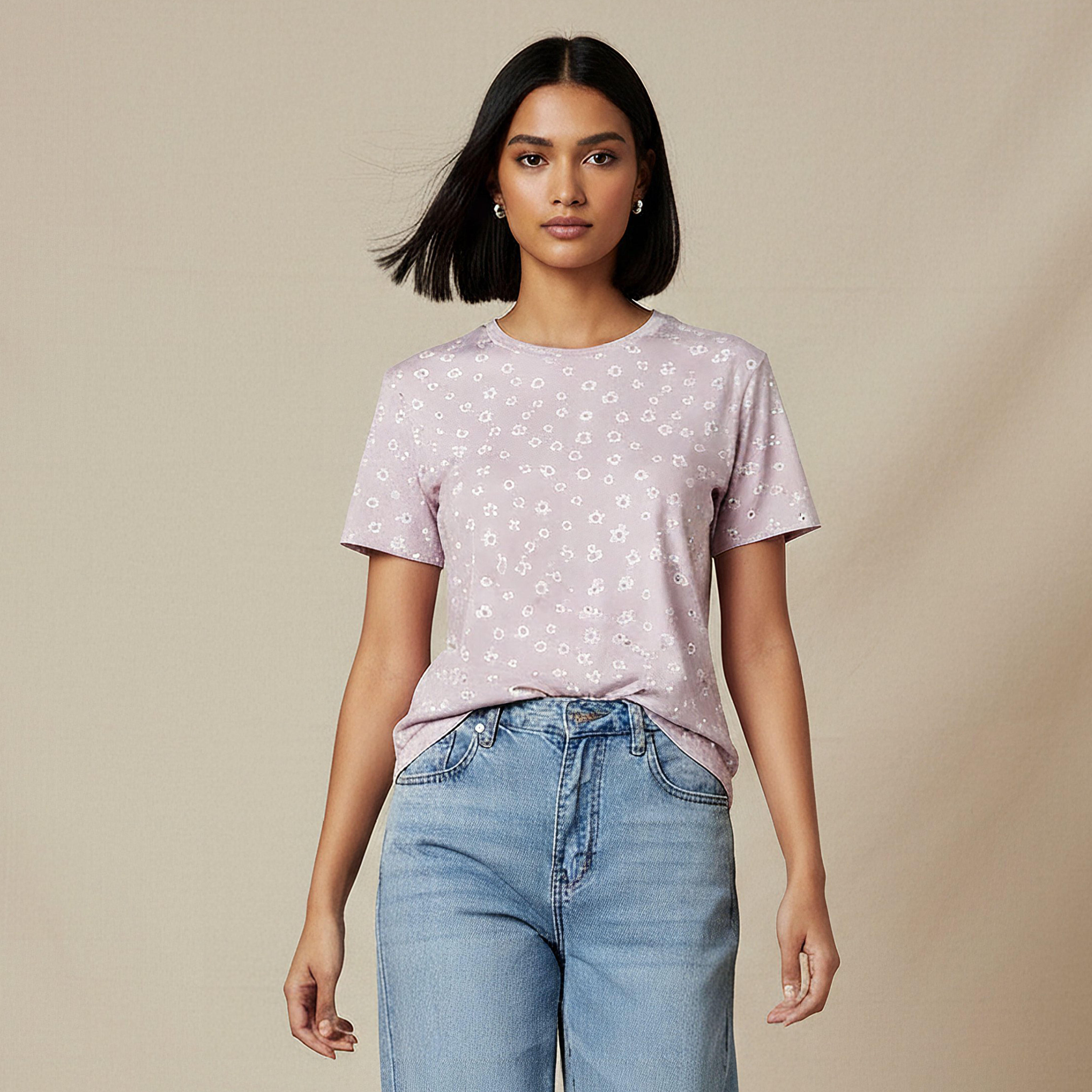 Slim Fit T-shirt with Floral Print-women-clothing-tshirts-image-1