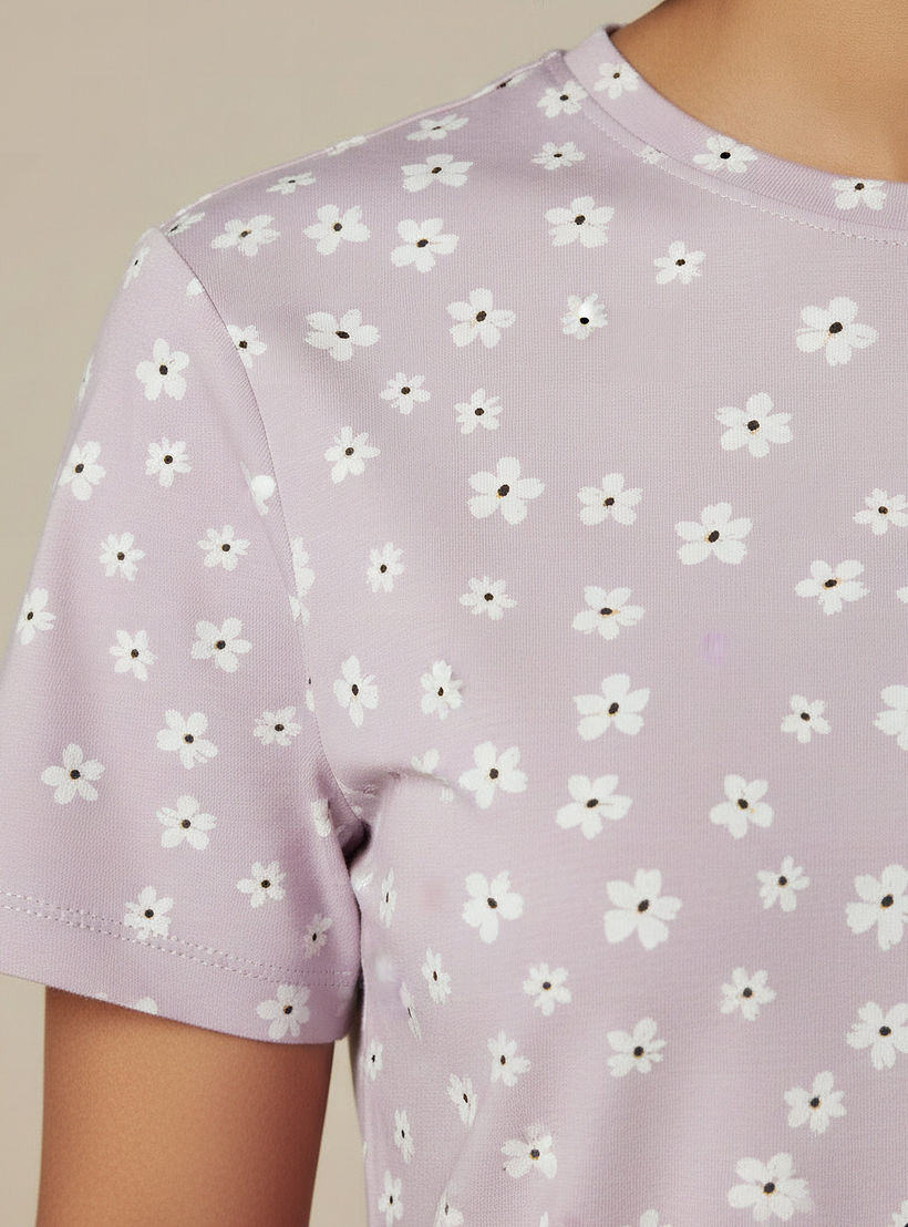 Slim Fit T-shirt with Floral Print-women-clothing-tshirts-image-3