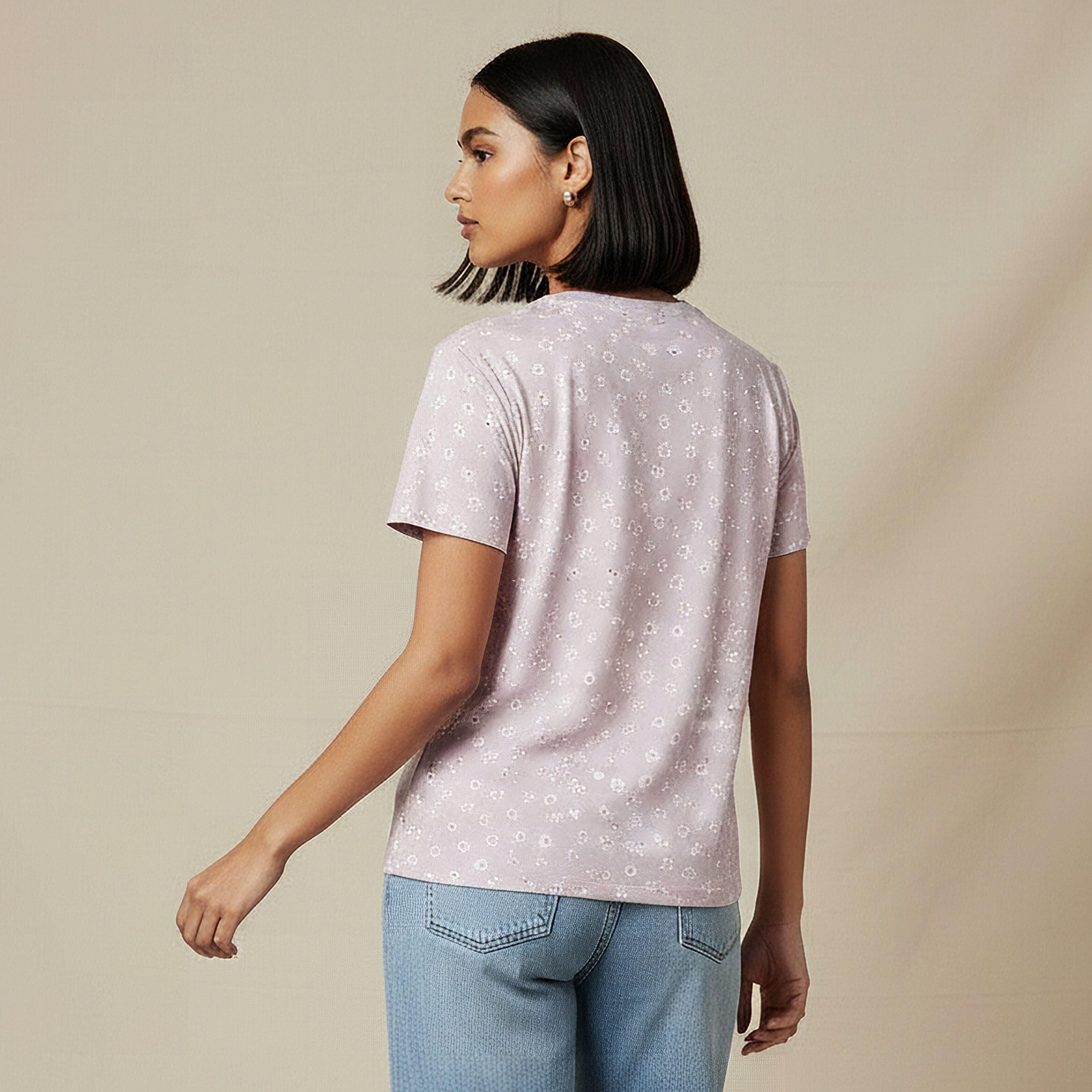 Slim Fit T-shirt with Floral Print-women-clothing-tshirts-image-4