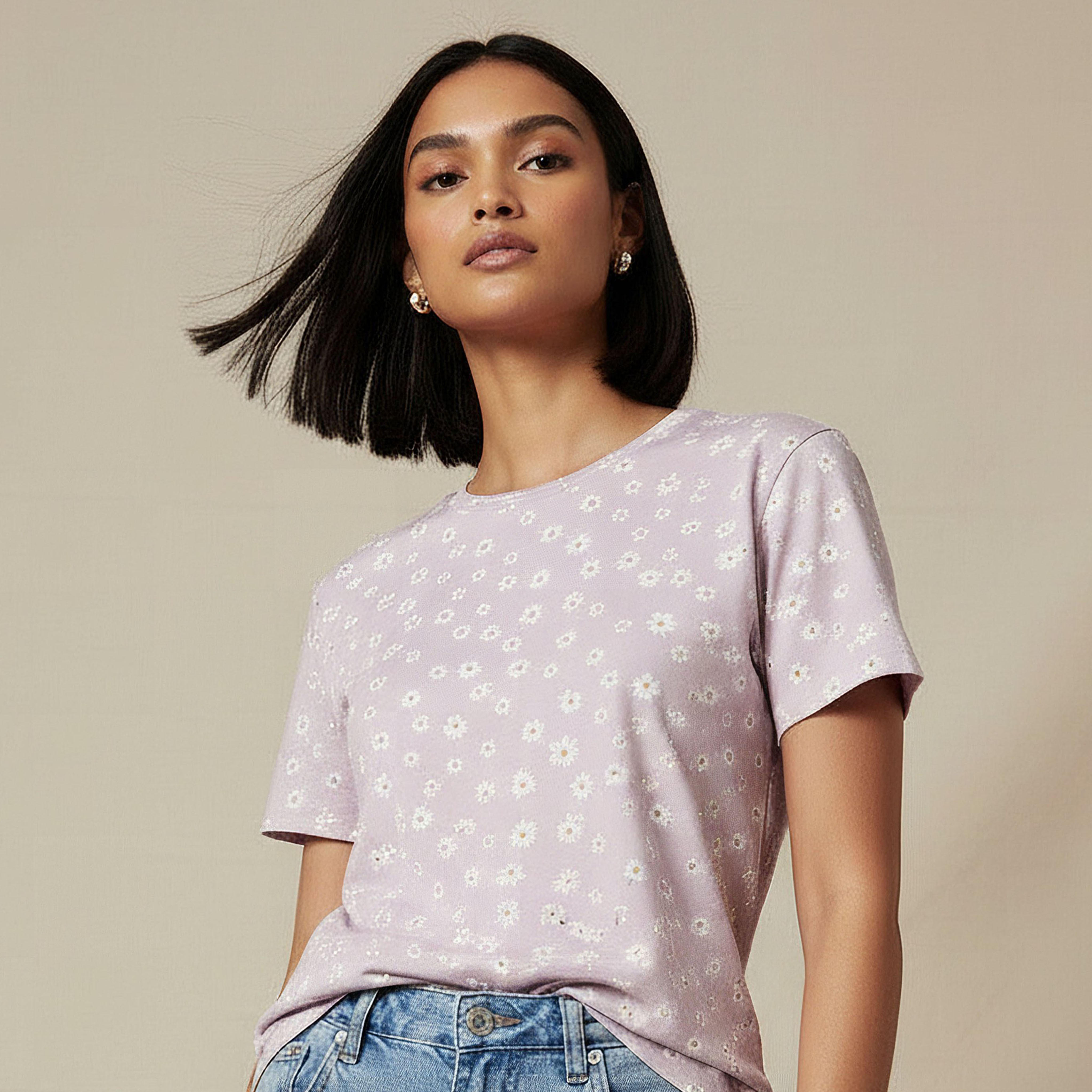 Slim Fit T-shirt with Floral Print-women-clothing-tshirts-image-5