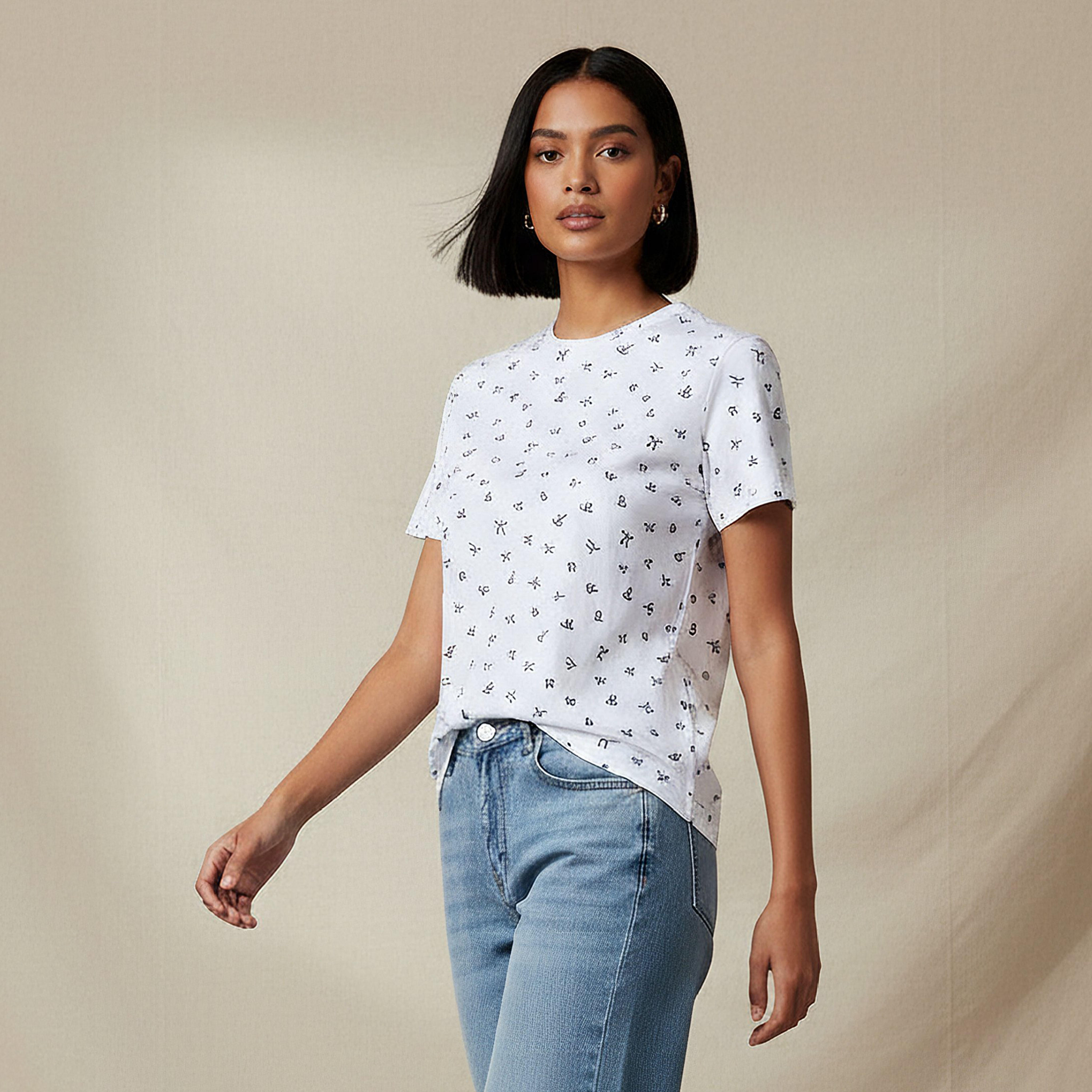 Slim Fit T-shirt with Bow Print-women-clothing-tshirts-image-1