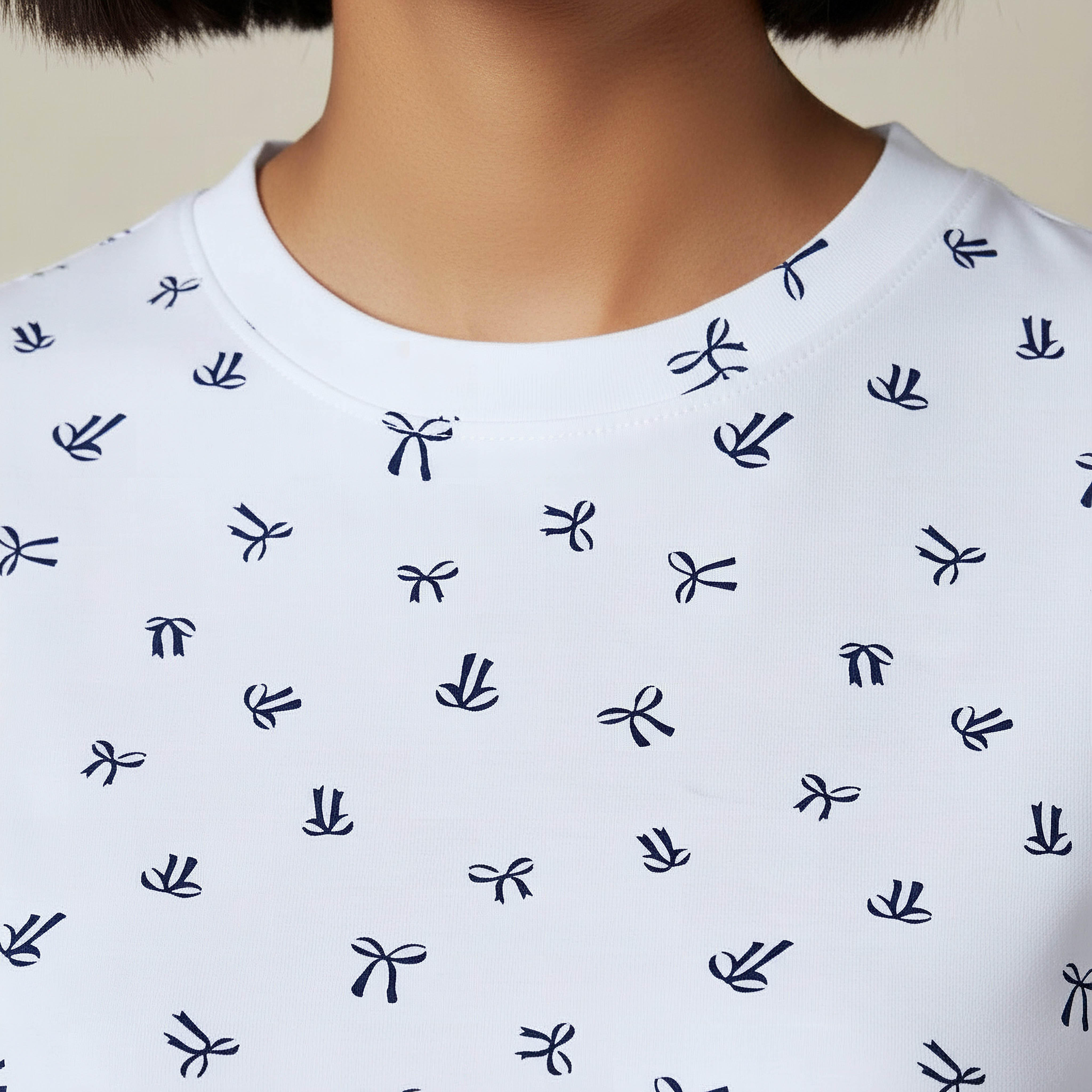 Slim Fit T-shirt with Bow Print-women-clothing-tshirts-image-3