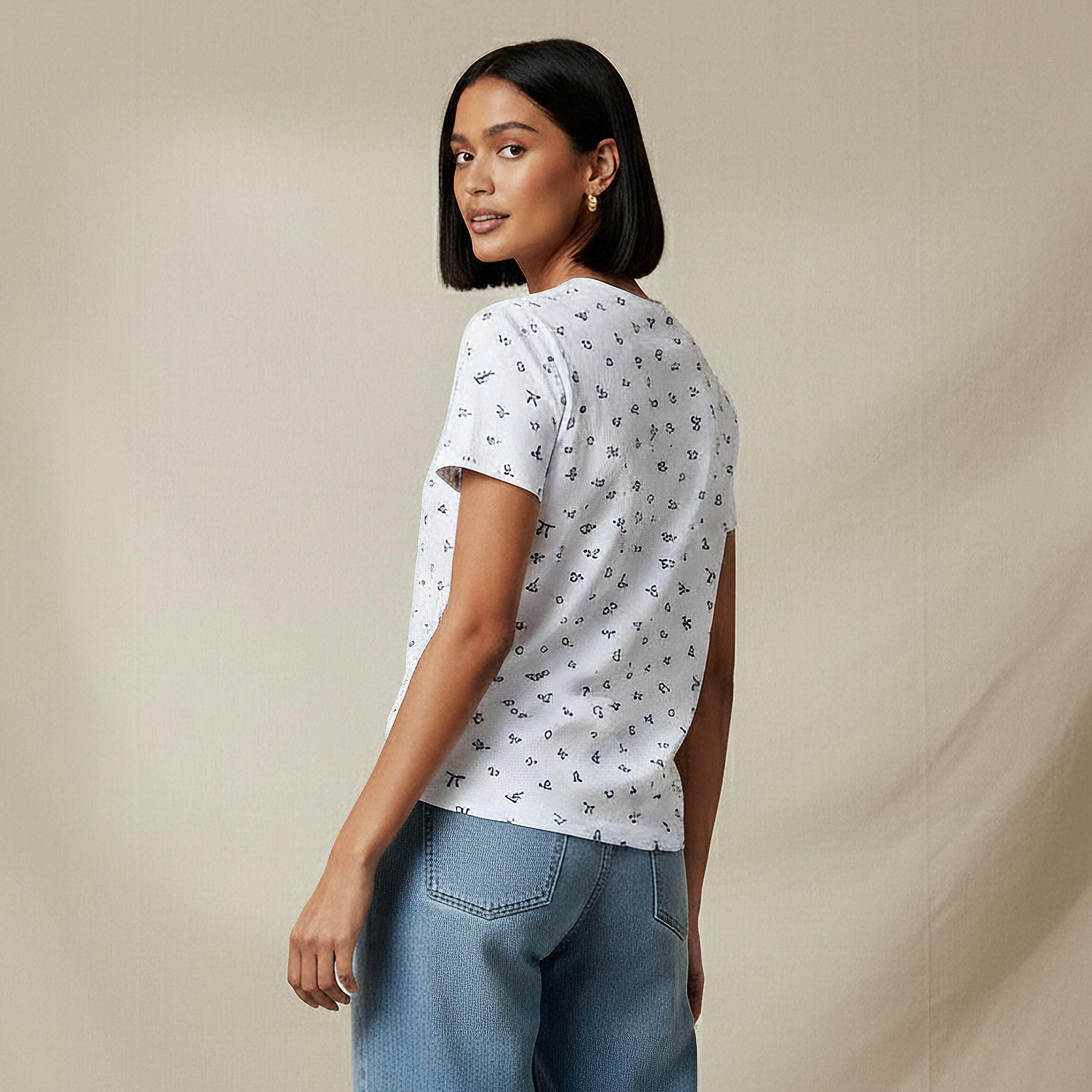 Slim Fit T-shirt with Bow Print-women-clothing-tshirts-image-4