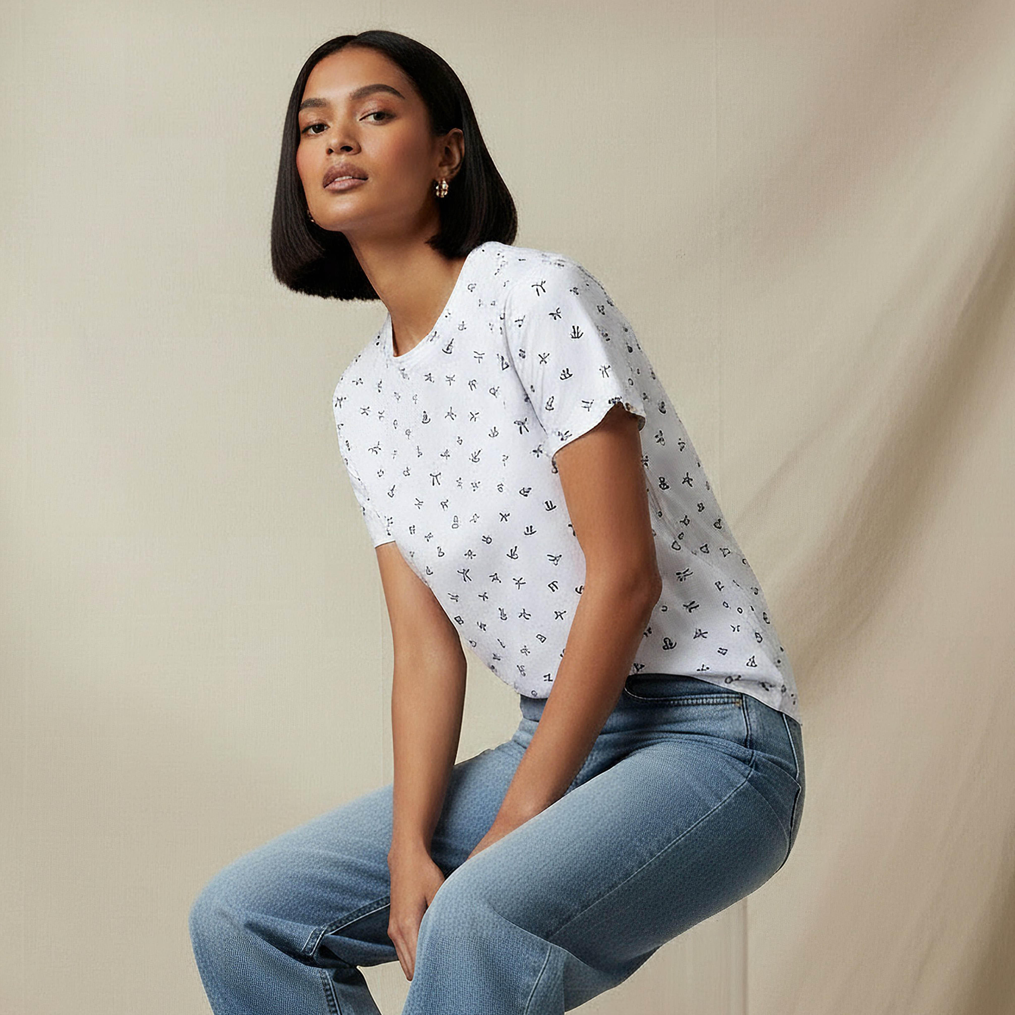 Slim Fit T-shirt with Bow Print-women-clothing-tshirts-image-5