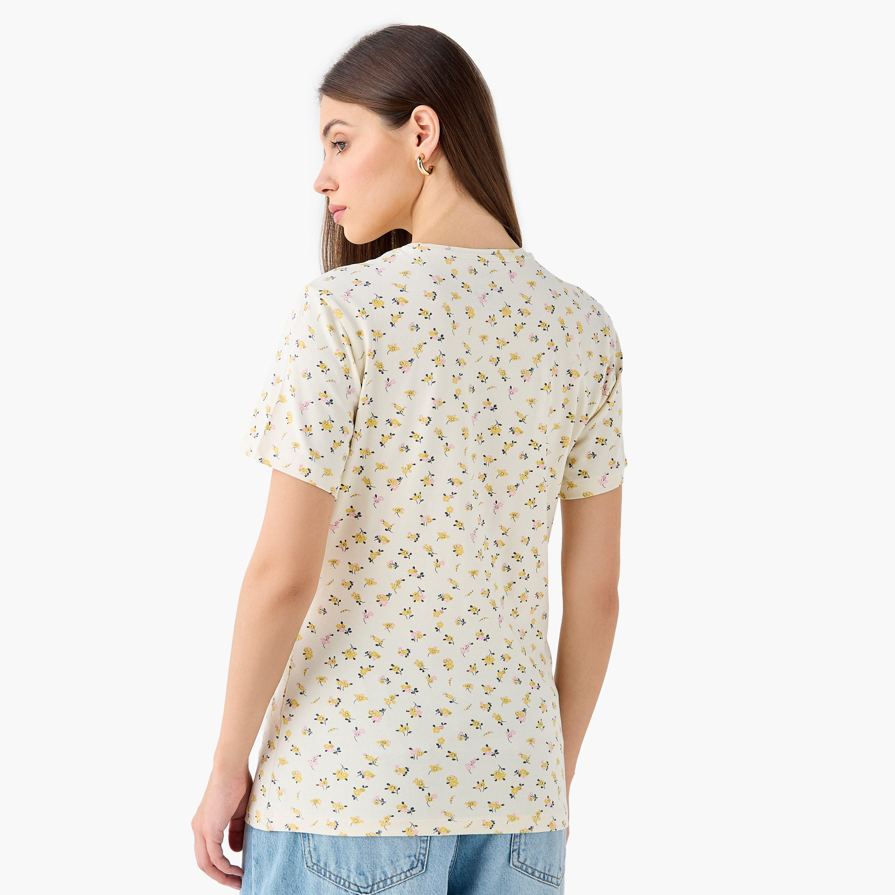 Slim Fit T-shirt with Floral Print-women-clothing-tshirts-image-4