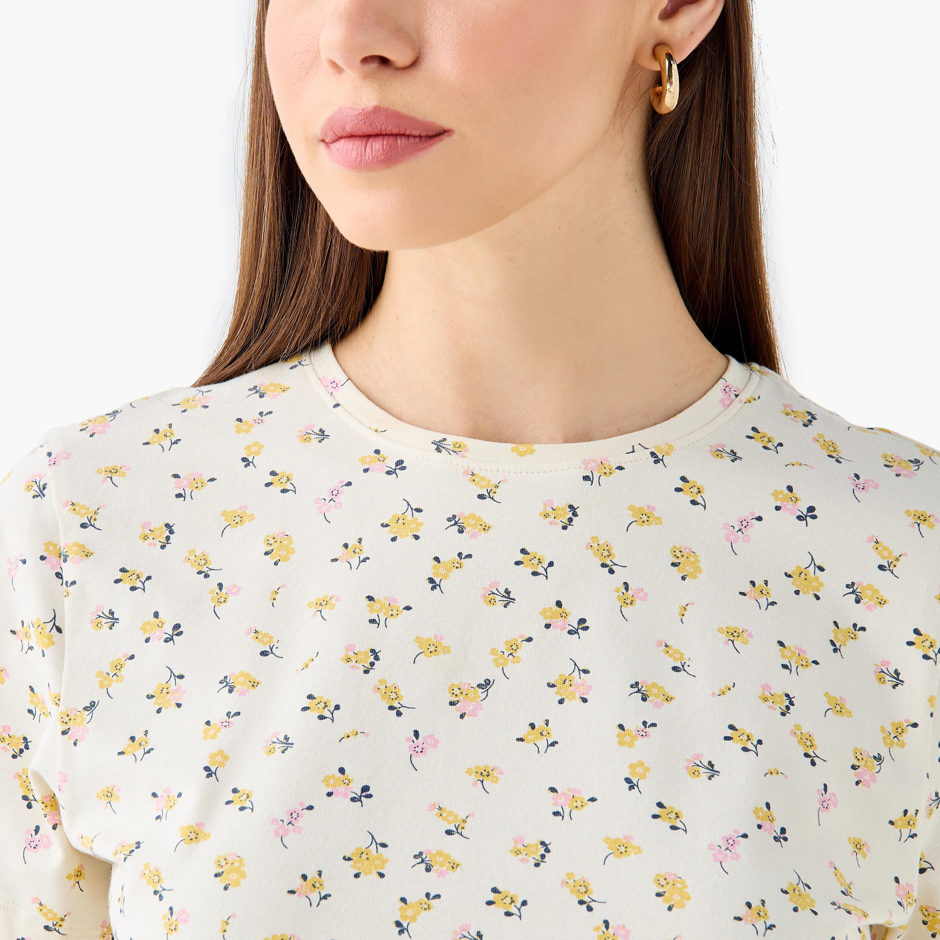 Slim Fit T-shirt with Floral Print-women-clothing-tshirts-image-5